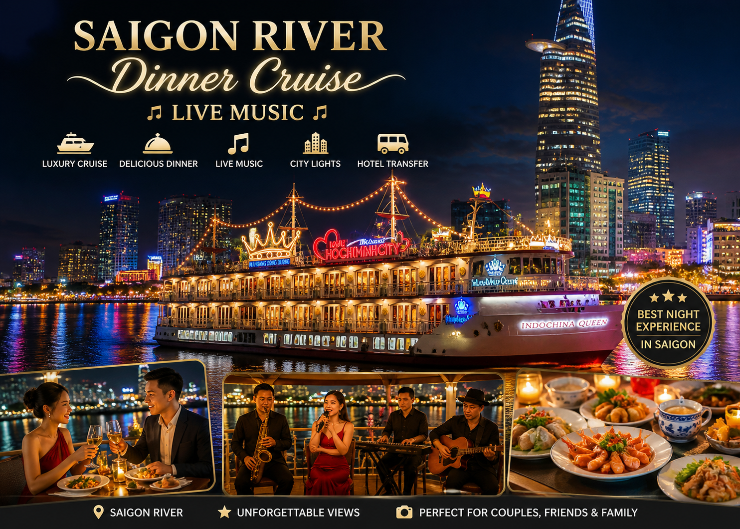 Saigon River Evening Cruise with Dinner & Live Entertainment