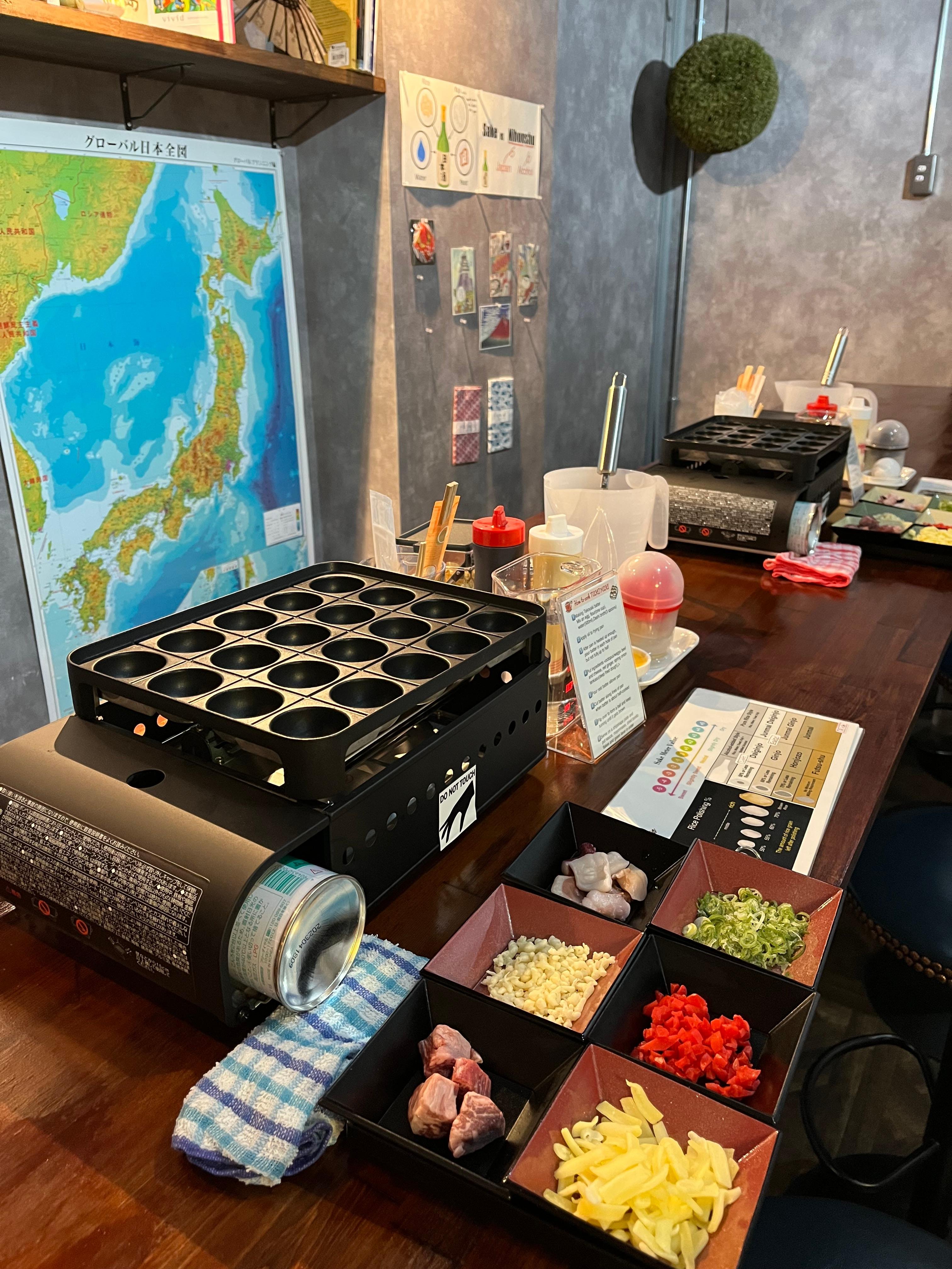 Osaka Sake Tasting & Takoyaki Cooking