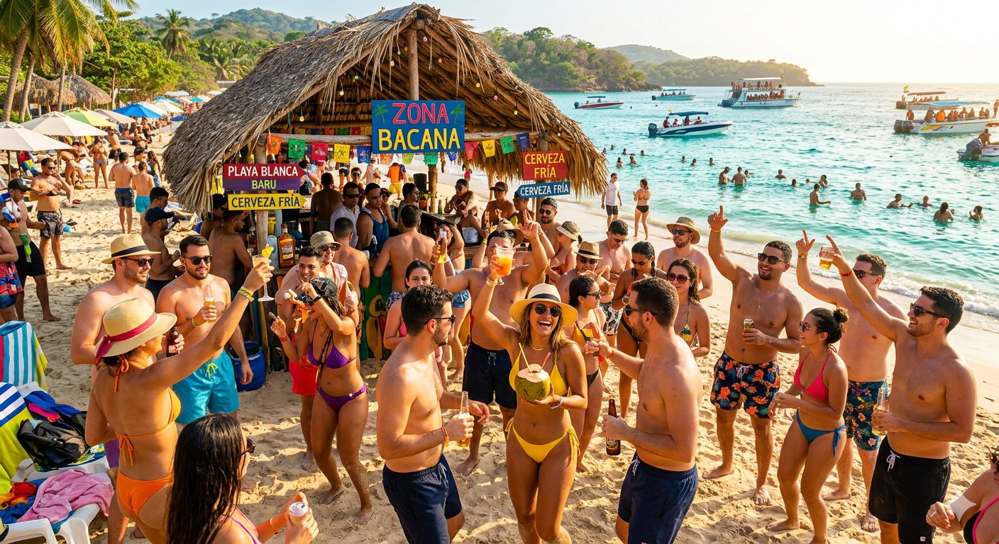 Cartagena Rosario Islands Premium Party Cruise with Open Bar