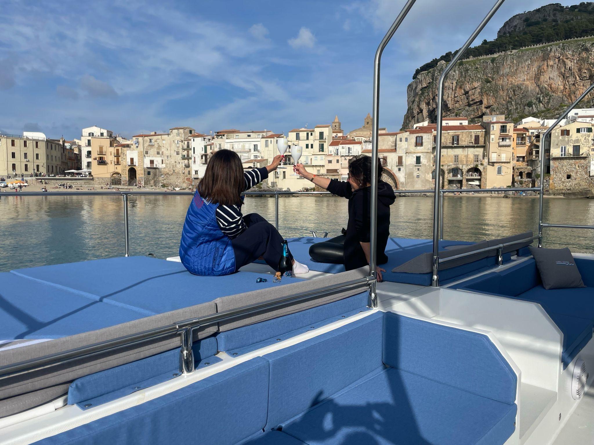 Cefalù coast to coast boat tour — catamaran on the Sicilian coast — image 4