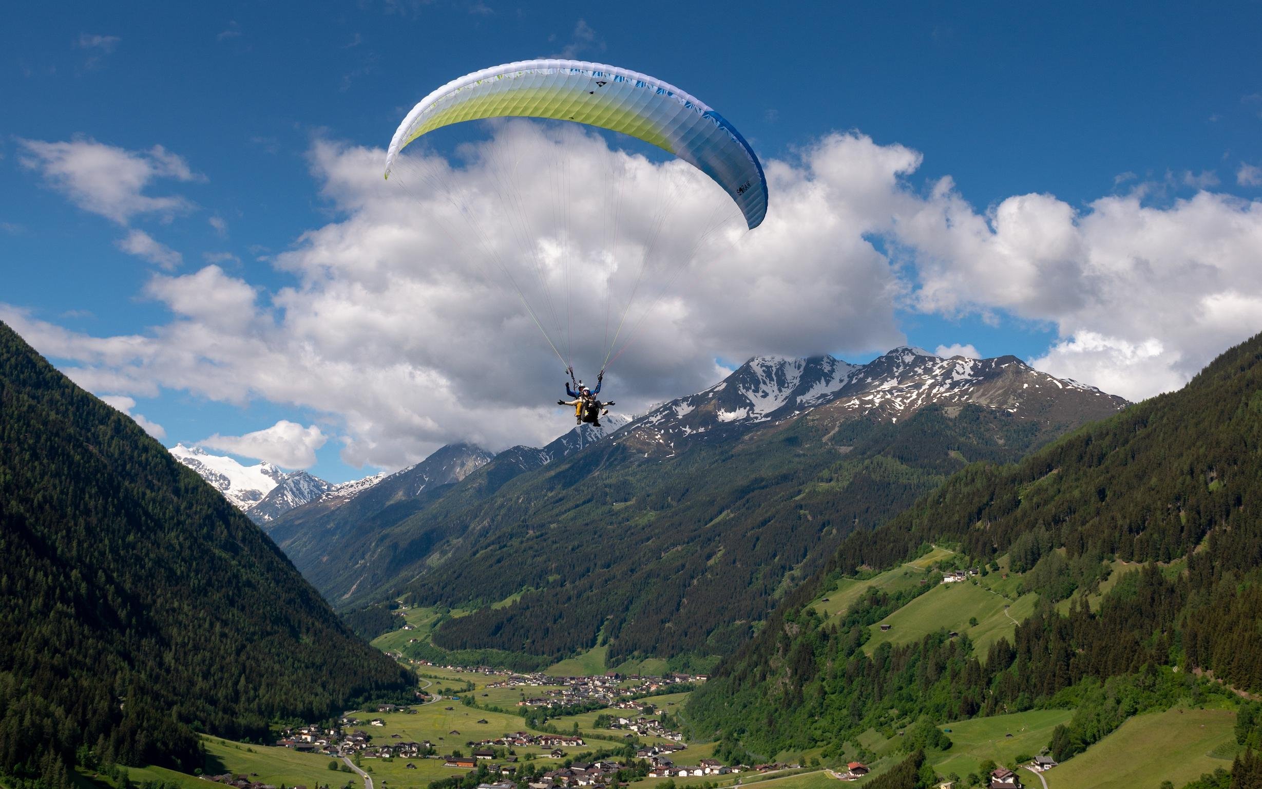 Tandem Paragliding Over the Stubai Alps
