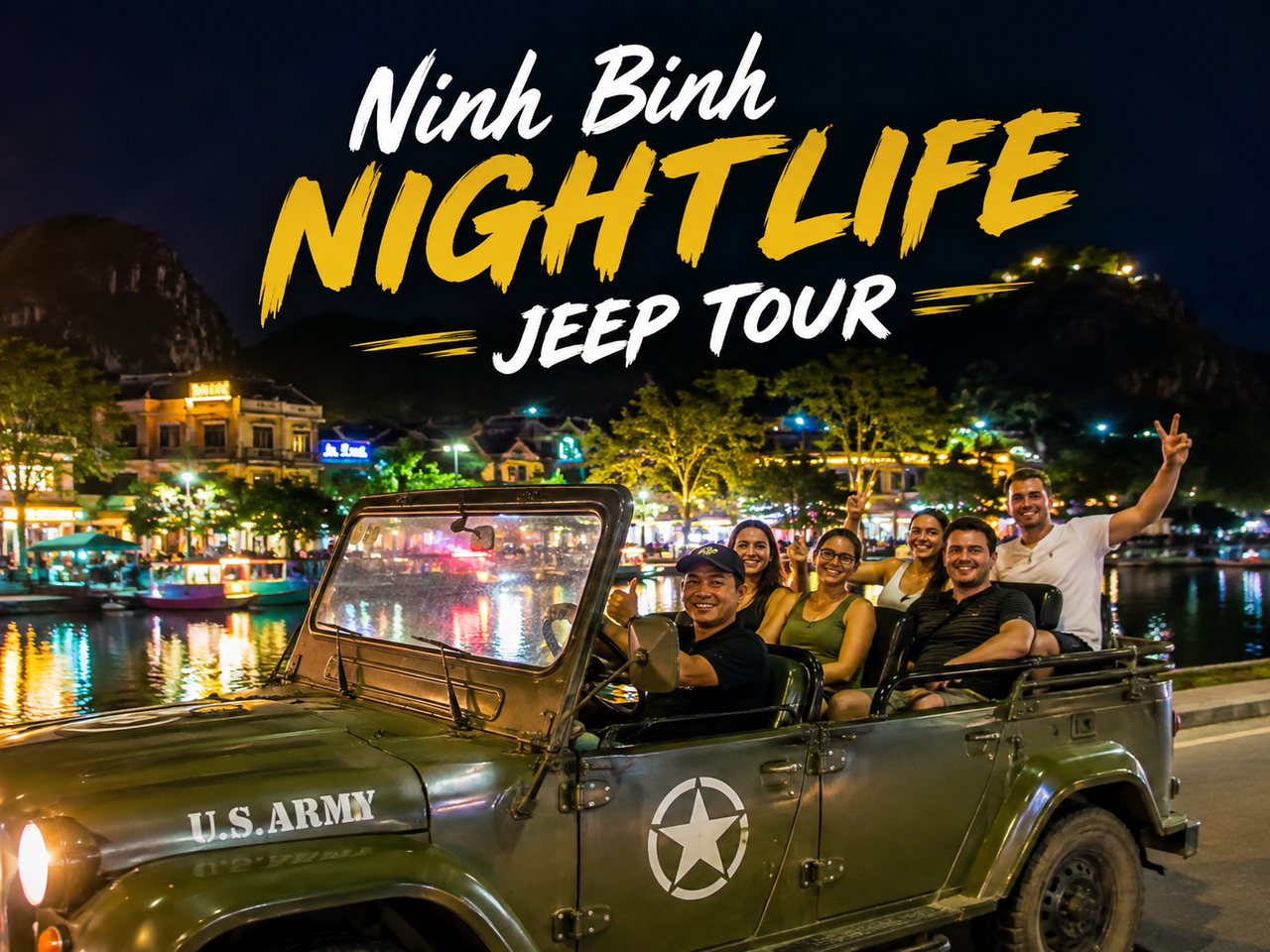 Ninh Binh Evening Adventure by Vintage Army Jeep