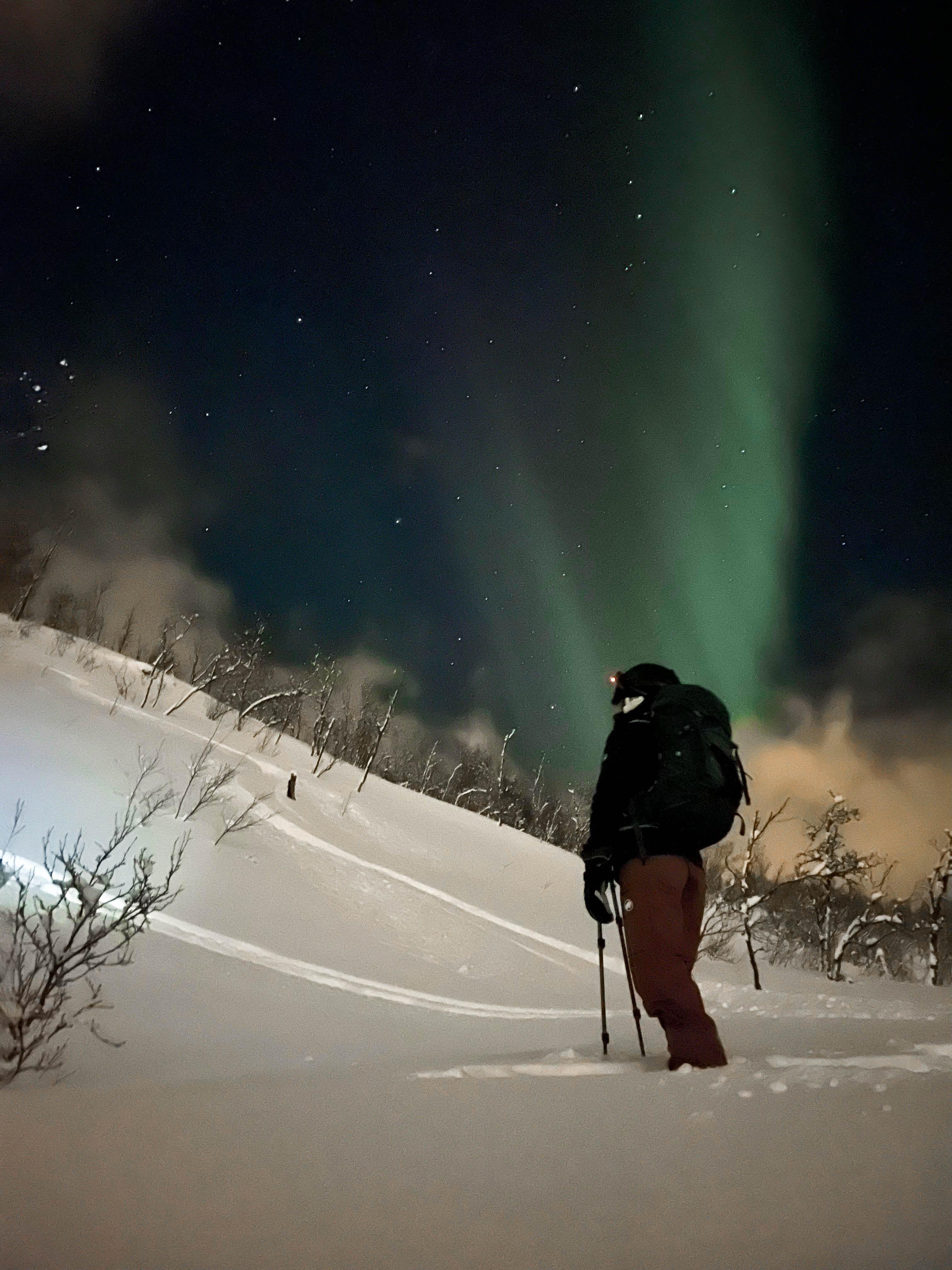 Night Ski Touring Under Arctic Skies