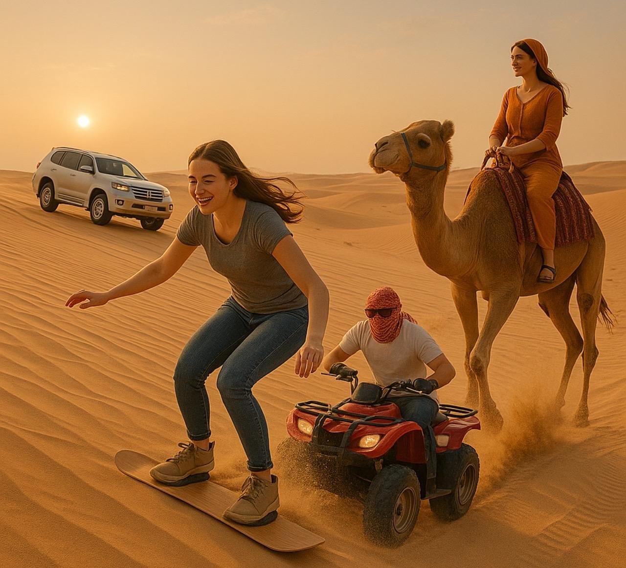 Doha Desert Adventure: Dune Bashing, Camel Rides & Sandboarding