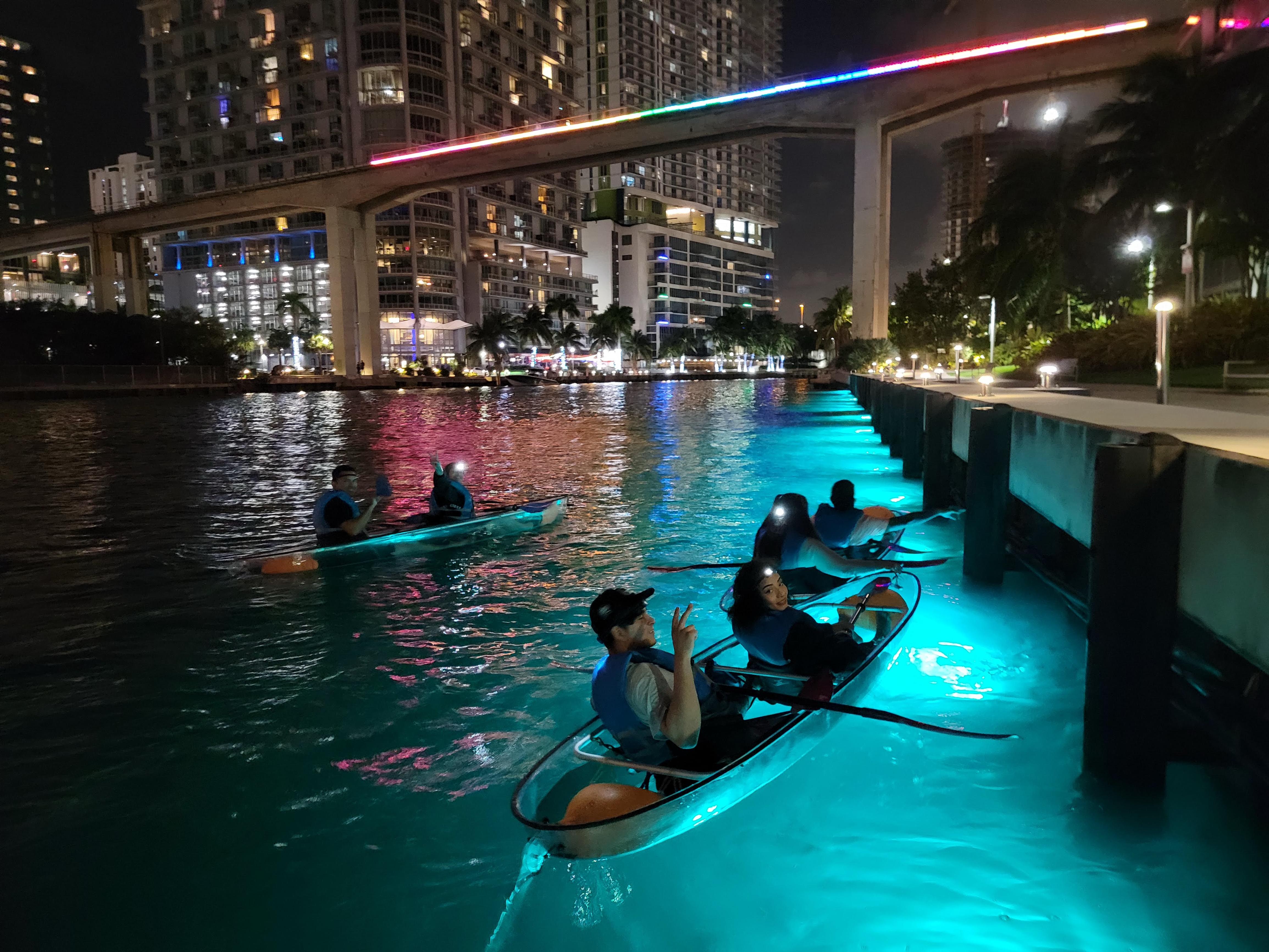 Miami Night Kayak Adventure with LED Lighting