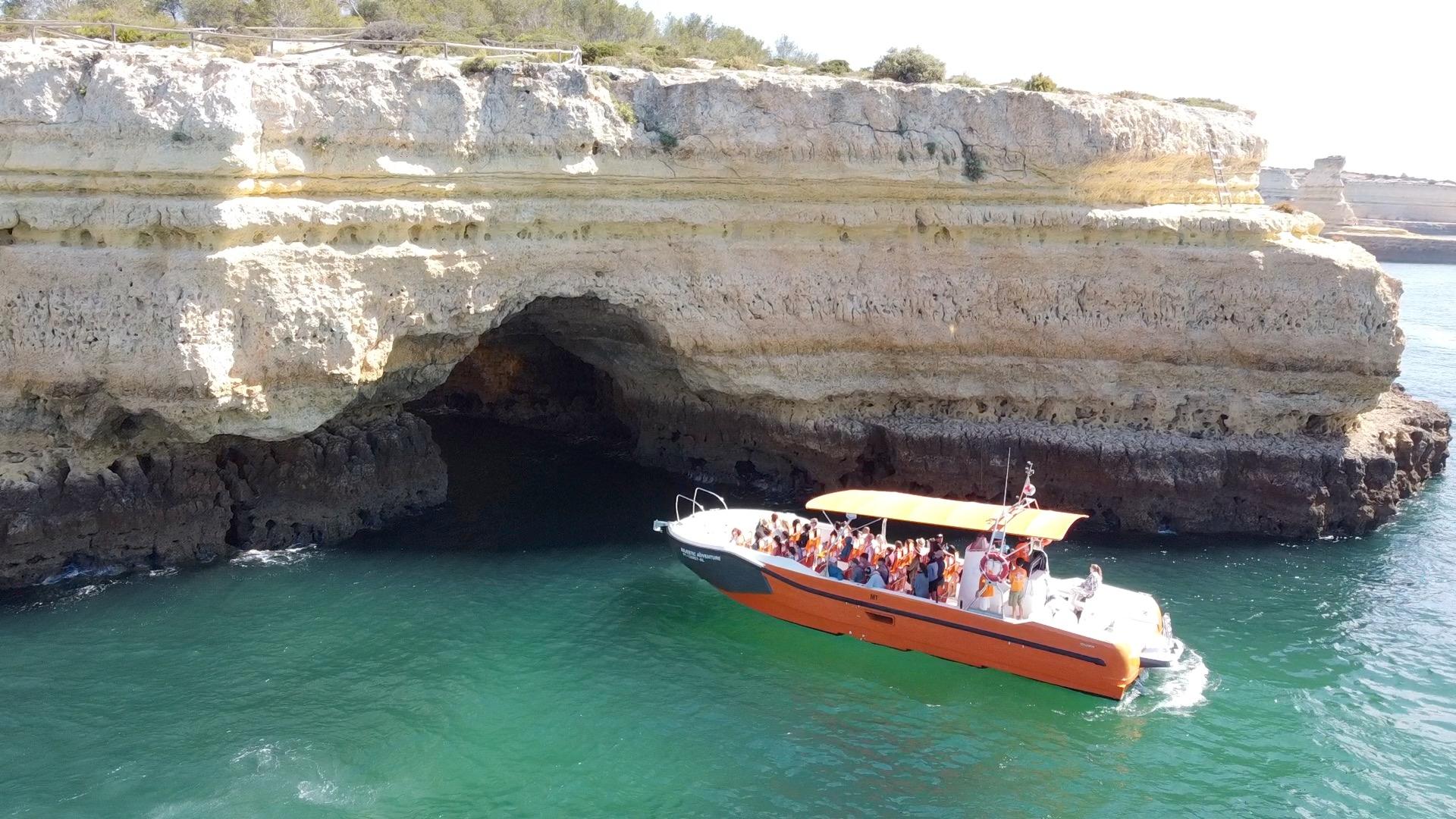 Benagil Cave Entry Boat Tour from Vilamoura with Dolphin Watching