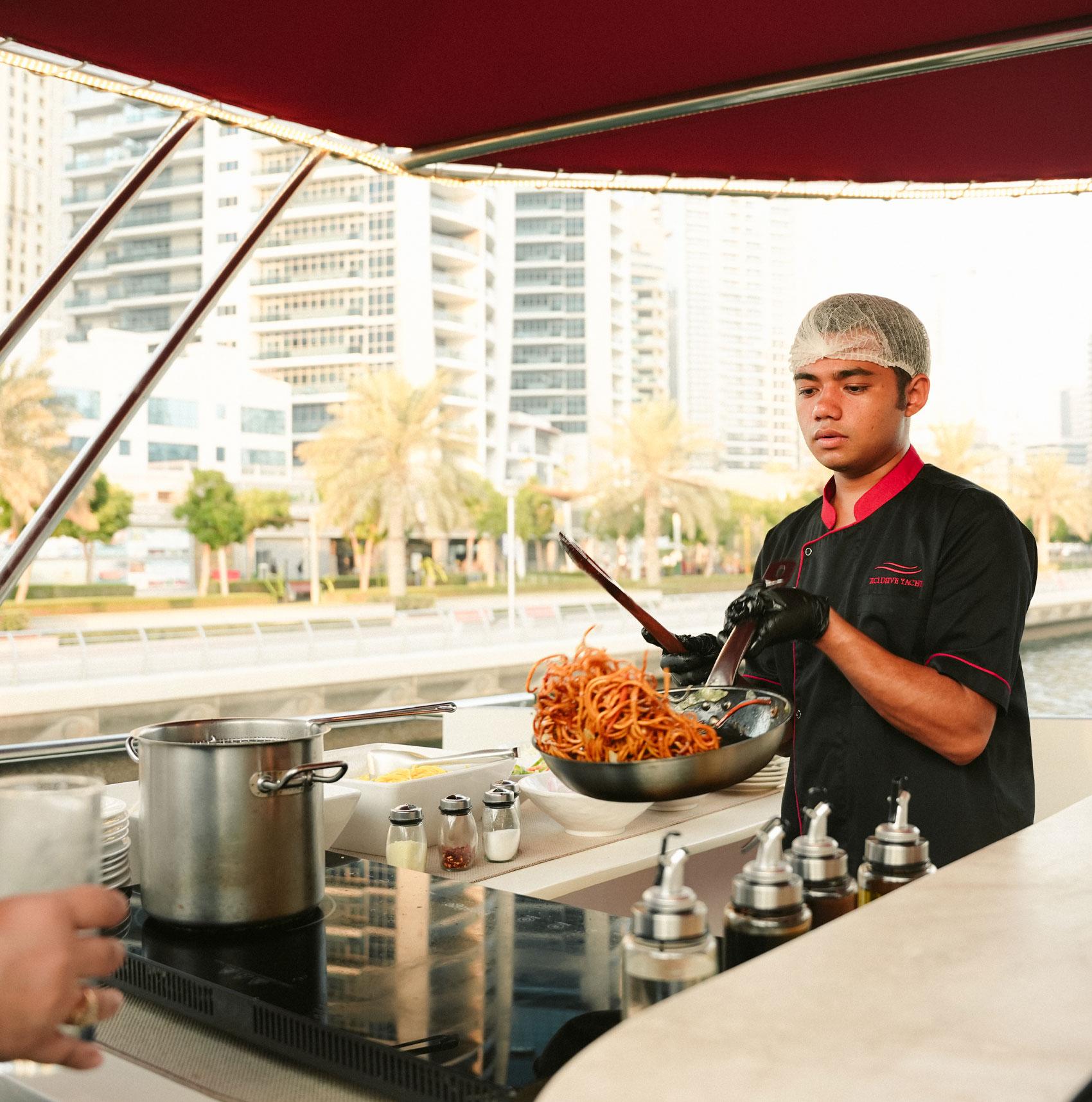 Dubai Marina Sunset & Dinner Cruise with Live Music & Open Bar