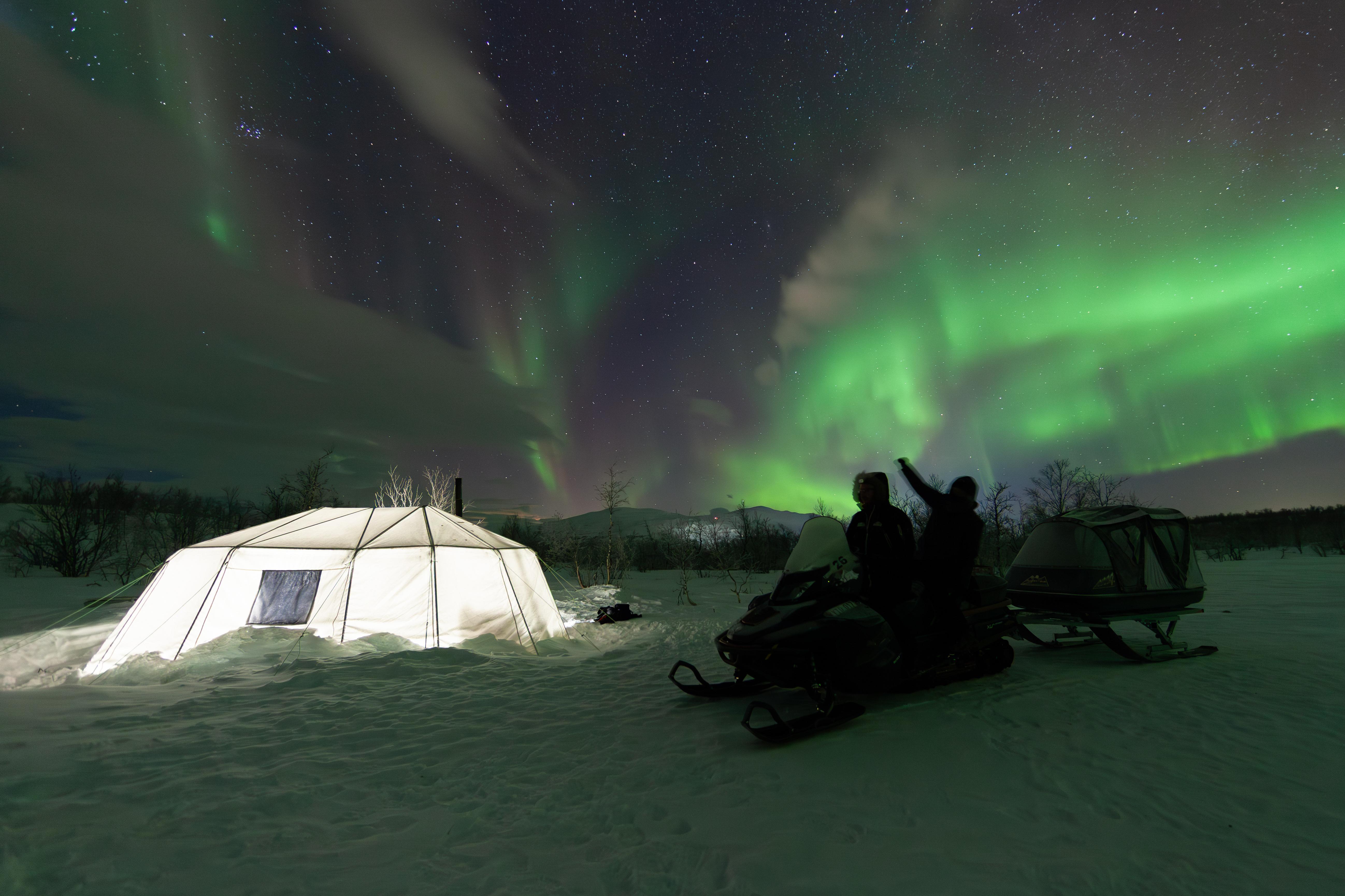 Abisko Northern Lights Snowmobile Sled Experience