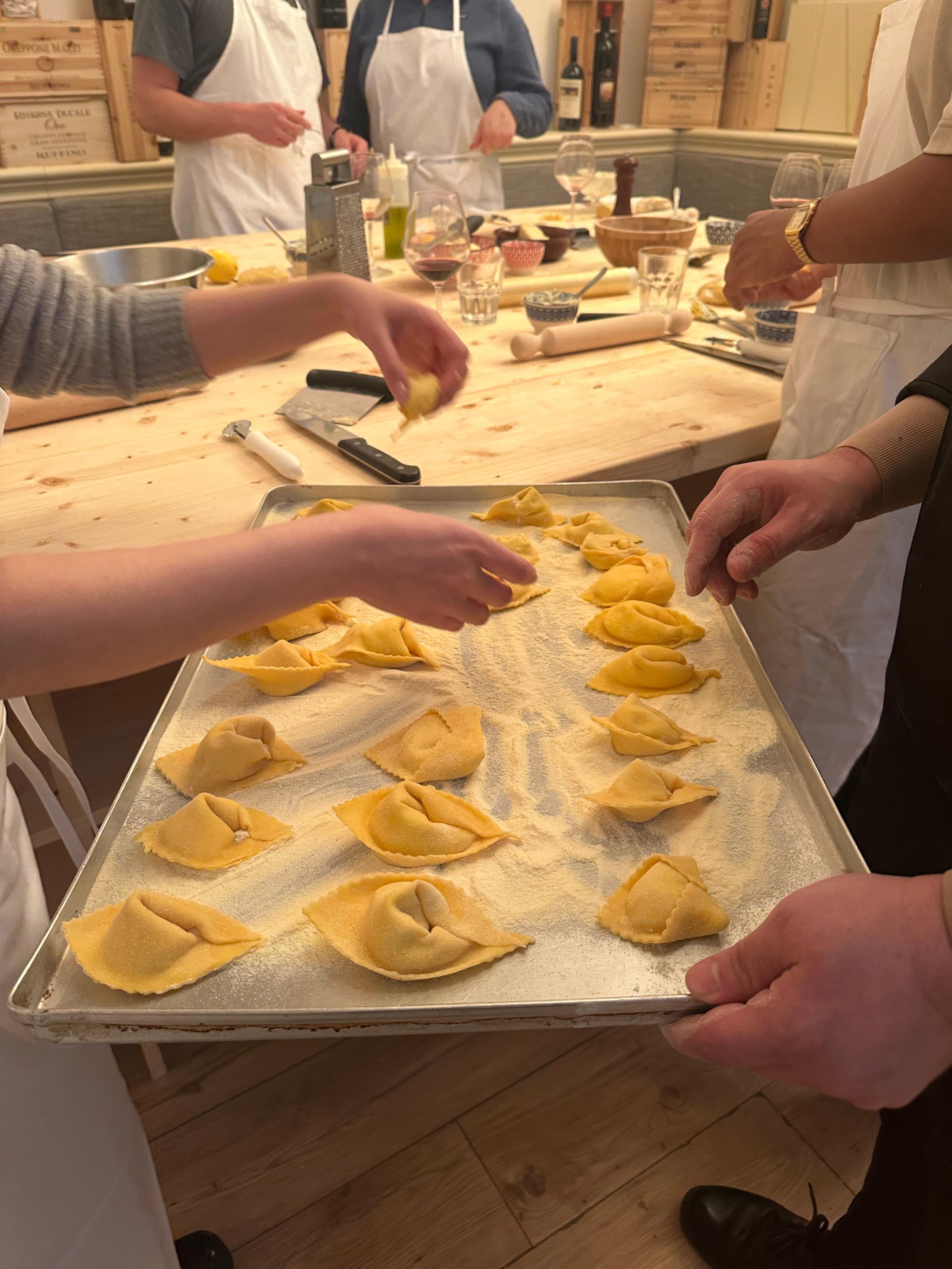 Pasta cooking class Florence — handmade pasta and Tuscan wine in medieval tower — image 6