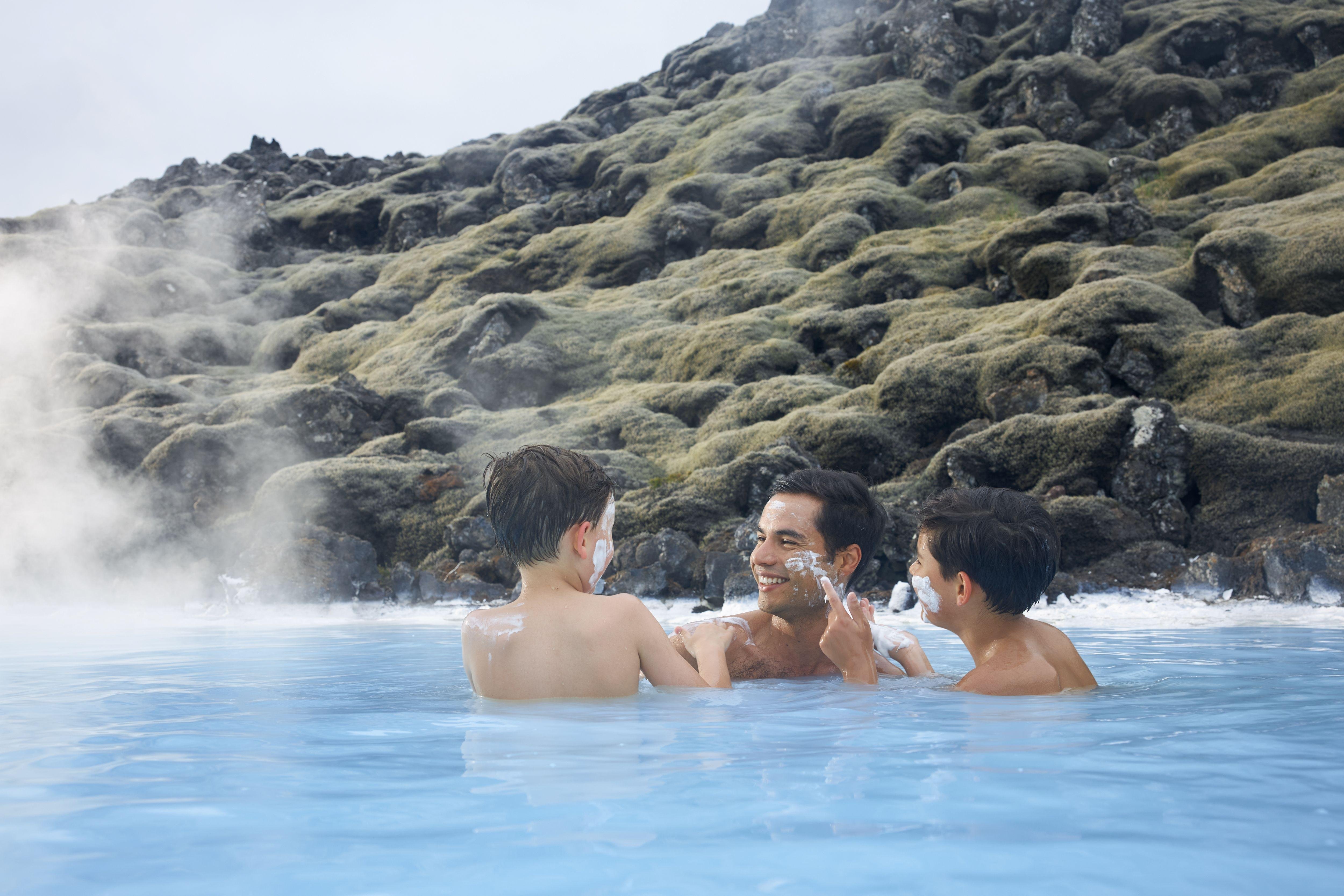 Blue Lagoon in-water bar and silica mud mask station, Iceland geothermal spa ticket