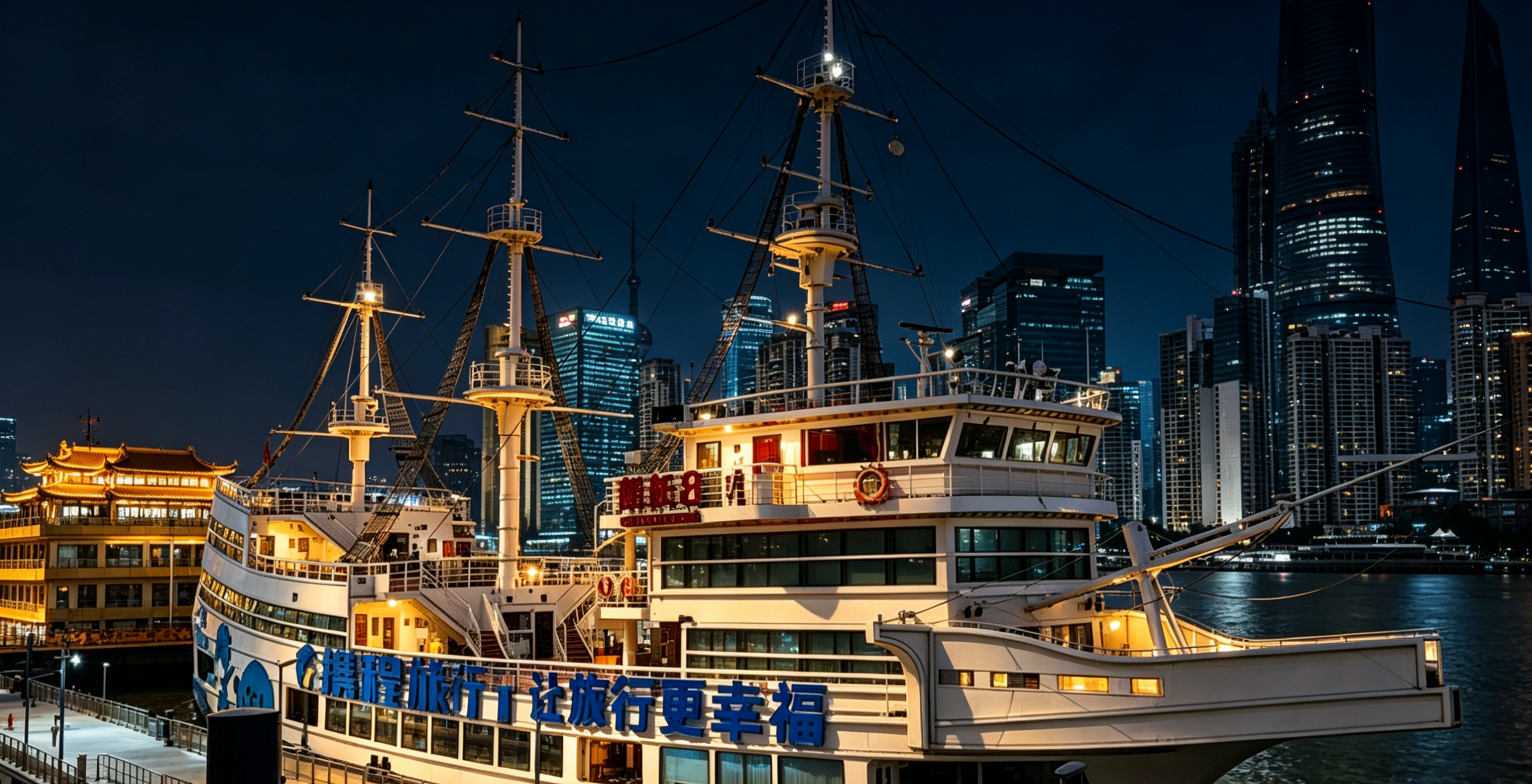 Shanghai Huangpu River Evening Cruise with Dinner Buffet