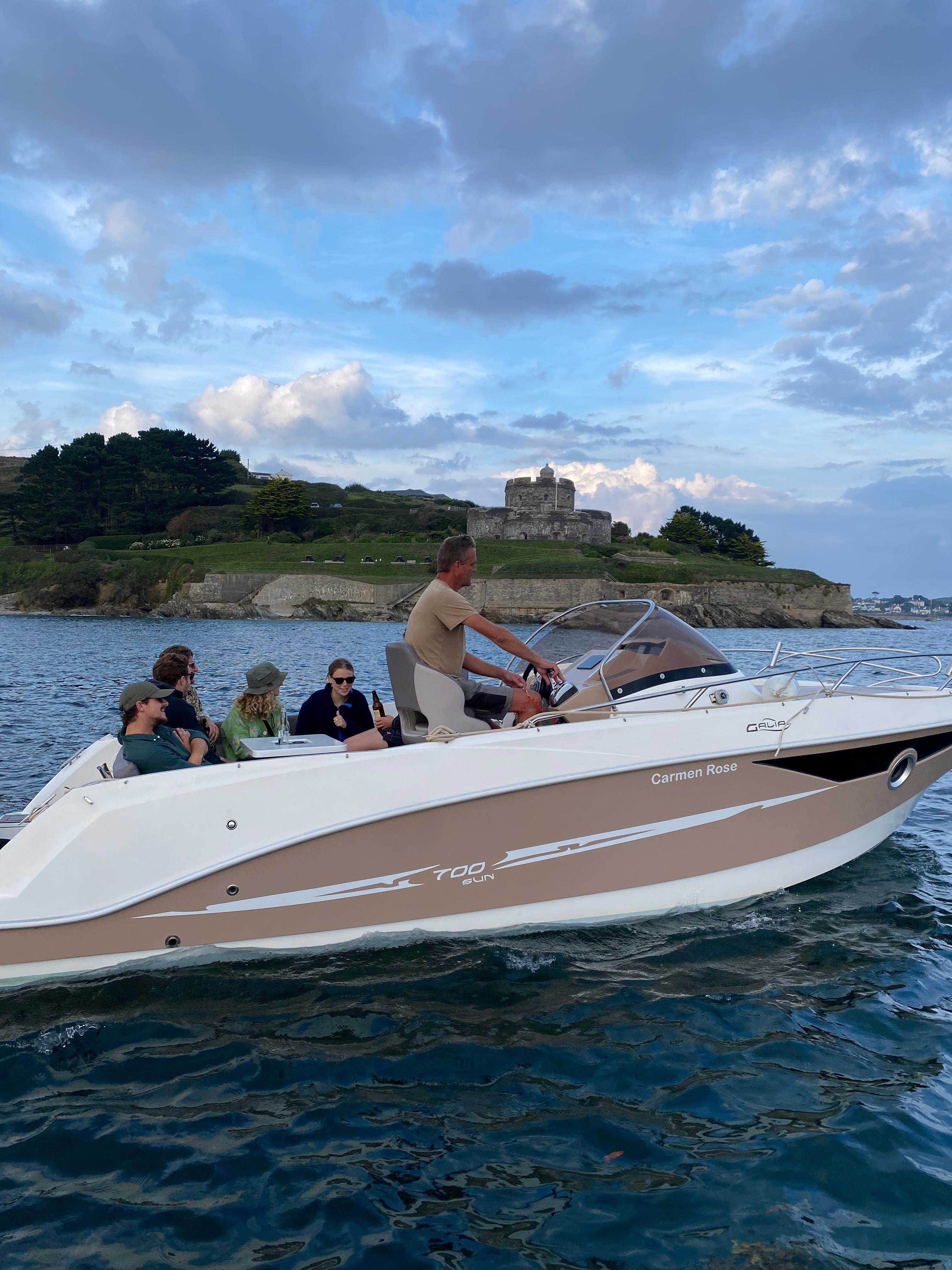 Private Skippered Speed Boat Adventure in Falmouth Bay