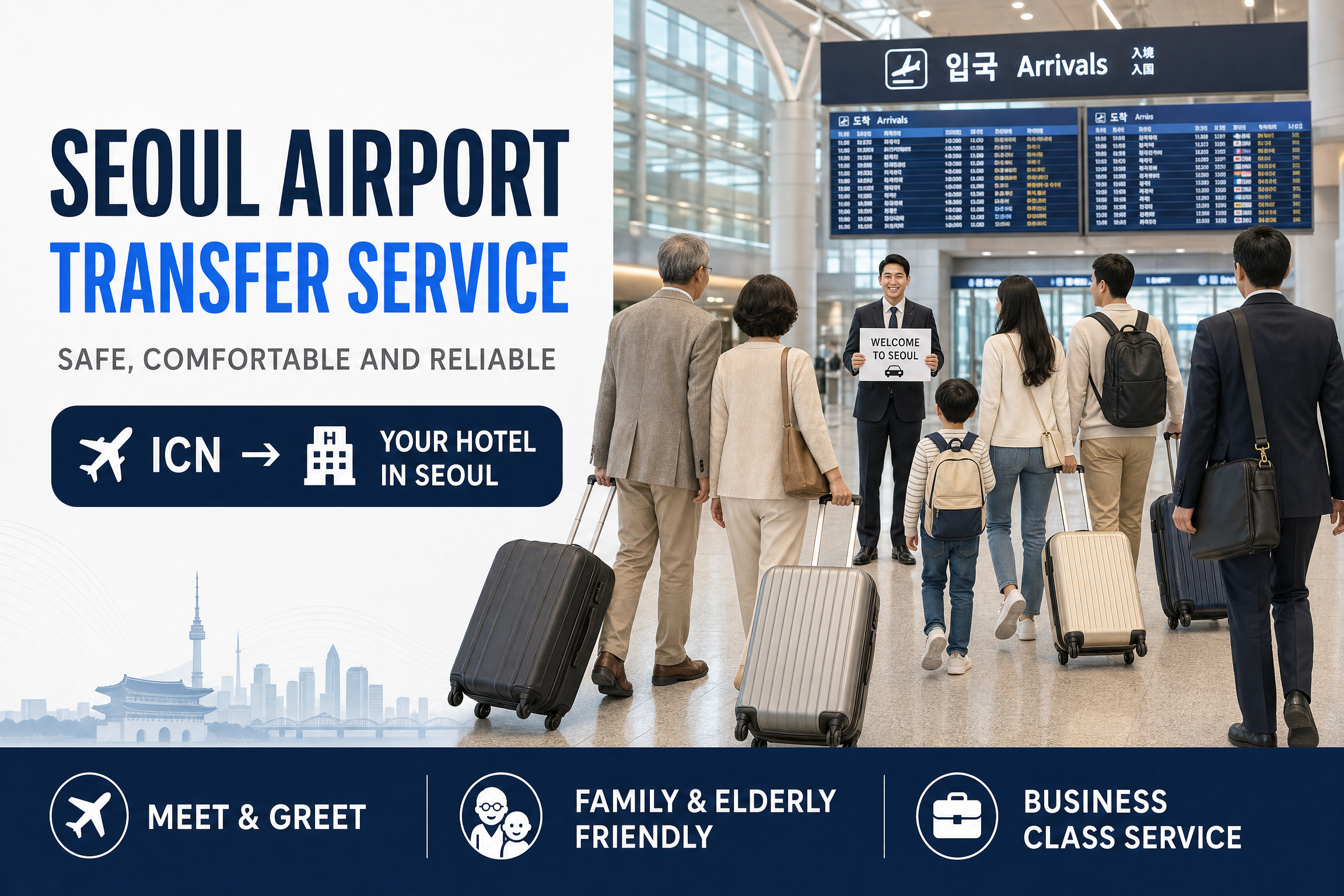 Private Incheon Airport Transfer with Seoul City Highlights Tour