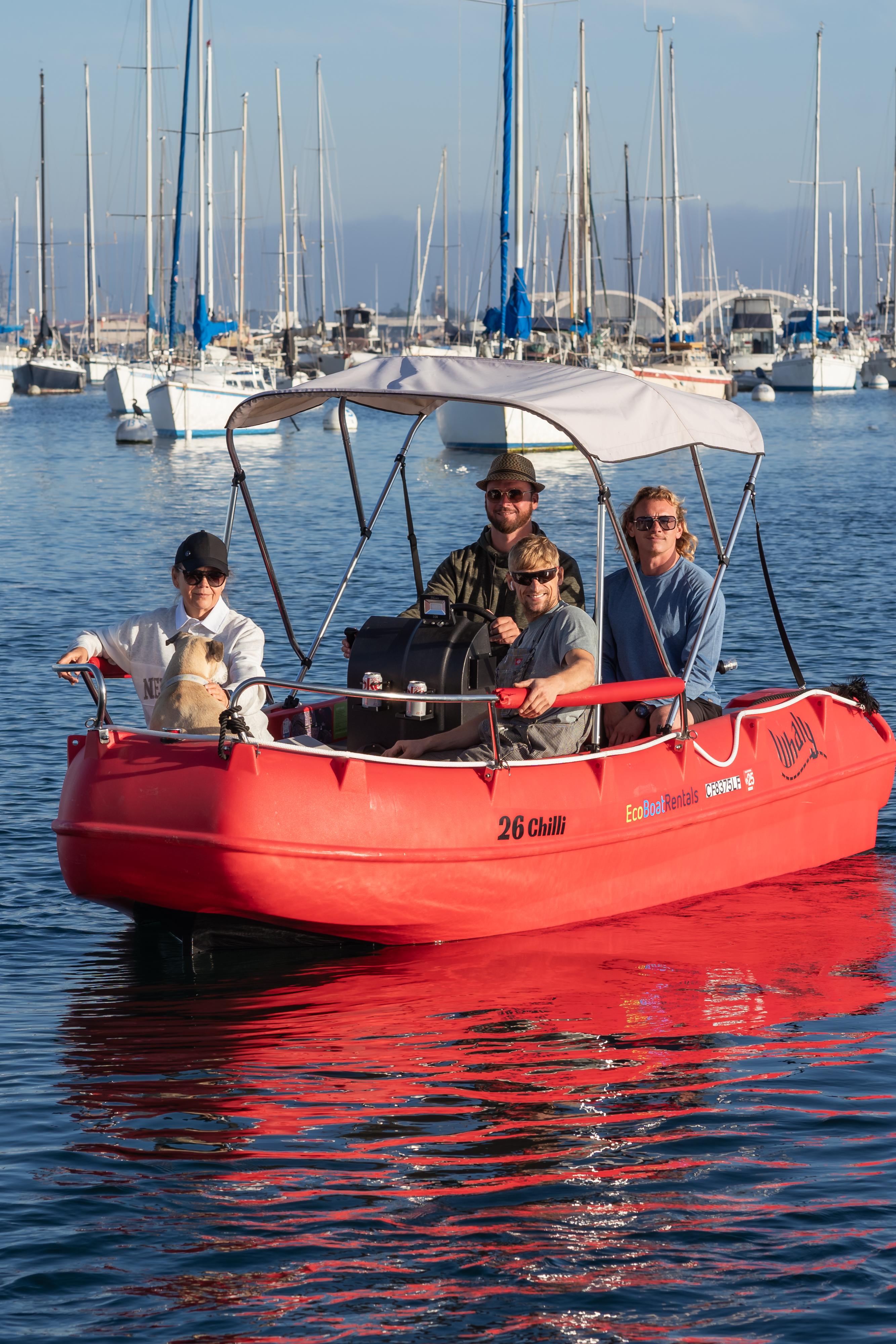 Electric Boat Rental with Sunshade on San Diego Bay