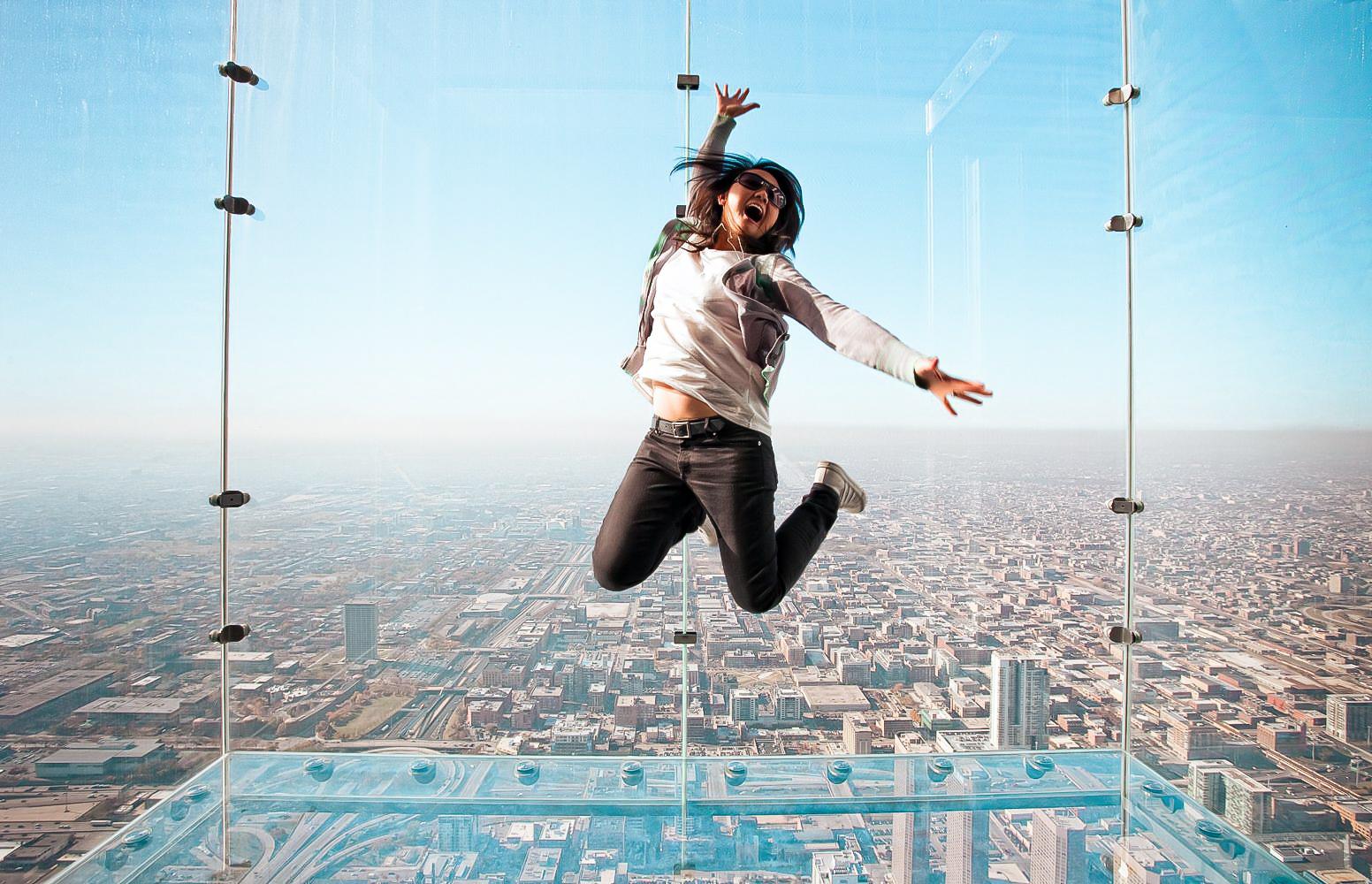 View from Skydeck Chicago at the top of Willis Tower