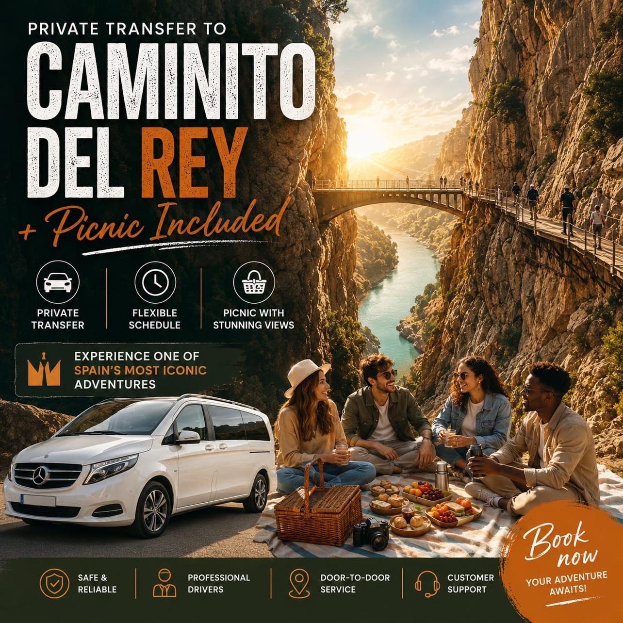 Caminito del Rey Private Transfer & Gourmet Picnic from Málaga