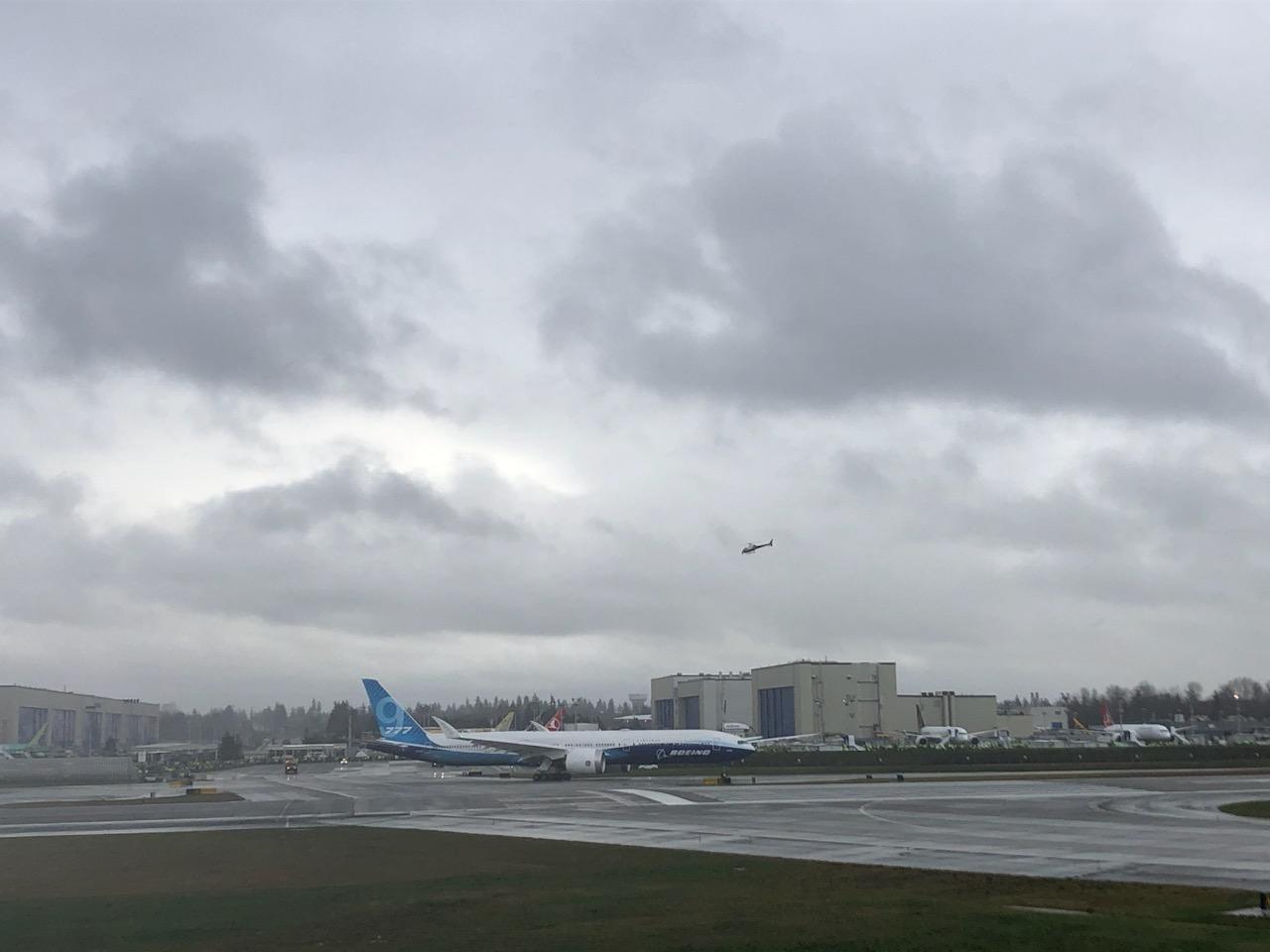 Boeing factory tour — wide-body assembly line seen from the visitor balcony at Everett — image 13