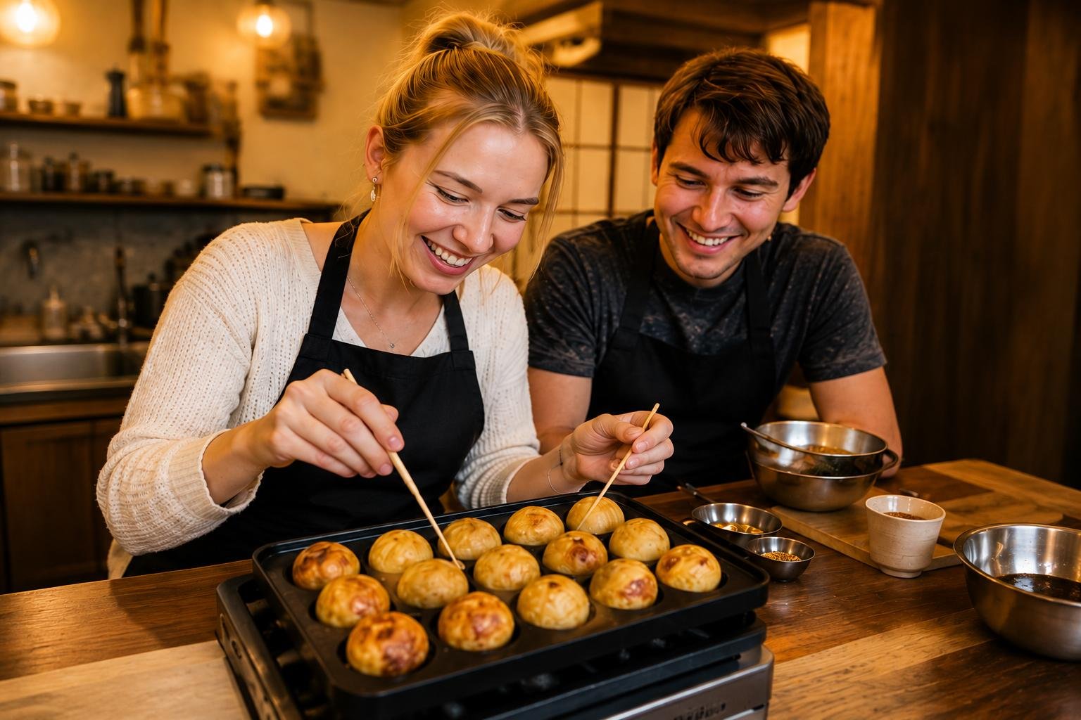 Osaka Cooking Class: Takoyaki, Okonomiyaki & Onigiri