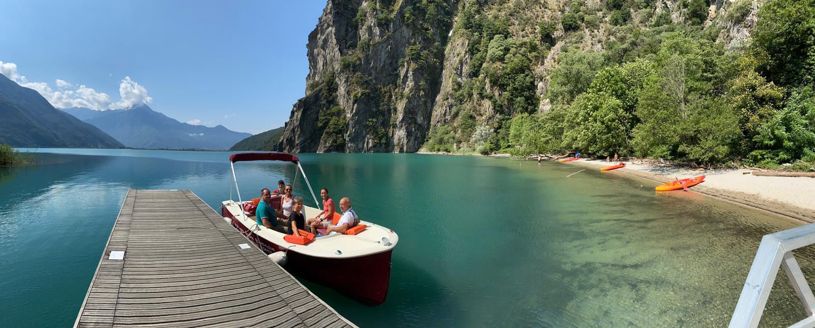 Electric Boat Rental in Colico Como Lake and Natural Reserve