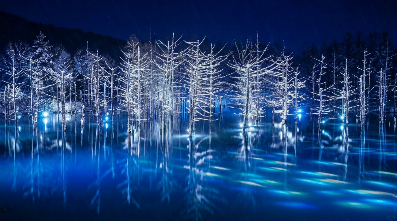 Hokkaido Winter Wonderland: Shikisai no Oka & Blue Pond Illumination Day Tour