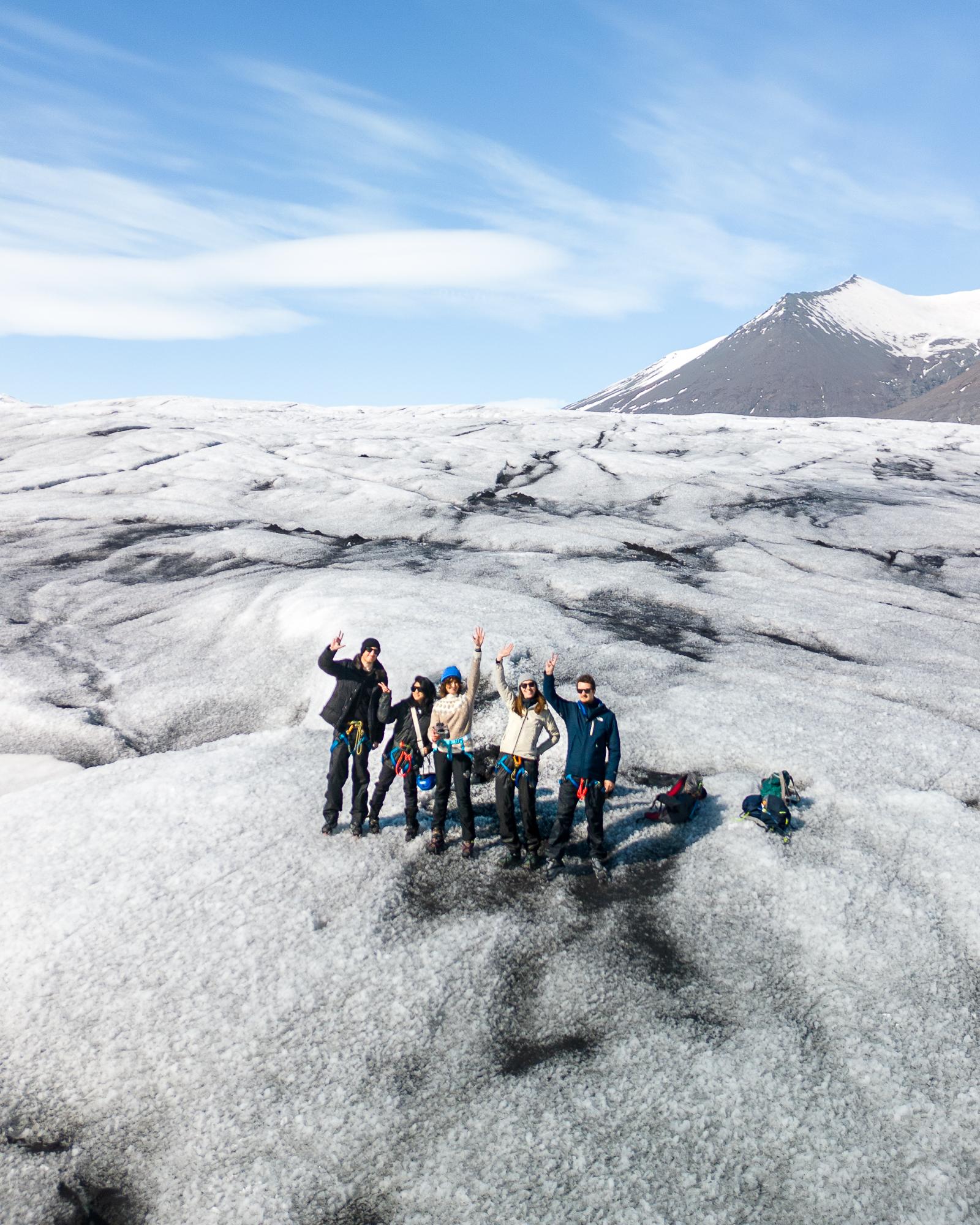 Ash-streaked ice formations on Breiðamerkurjökull