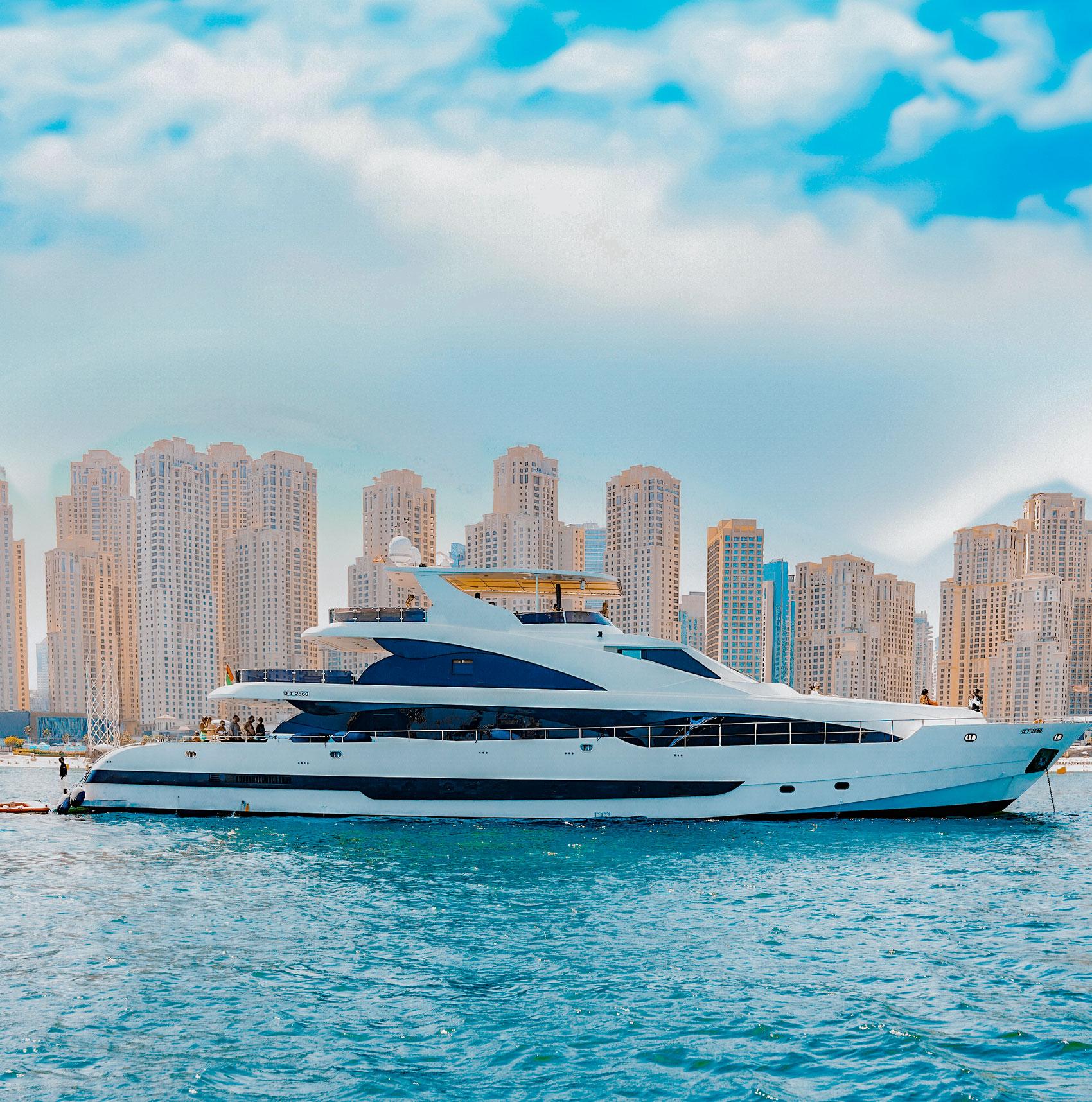 Dubai Luxury Superyacht Cruise with DJ, Swimming & Open Bar