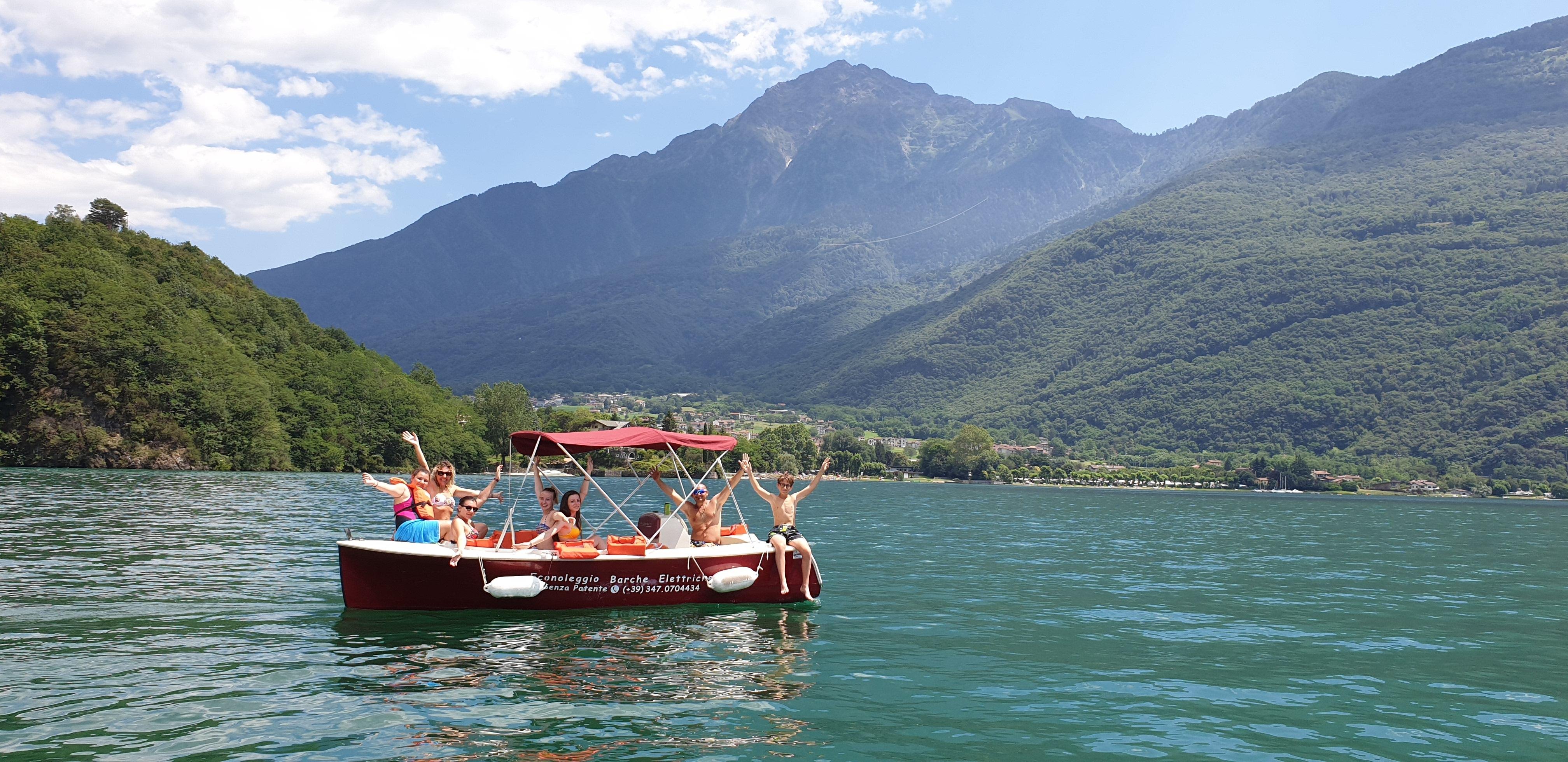 Electric Boat Rental in Colico Como Lake and Natural Reserve