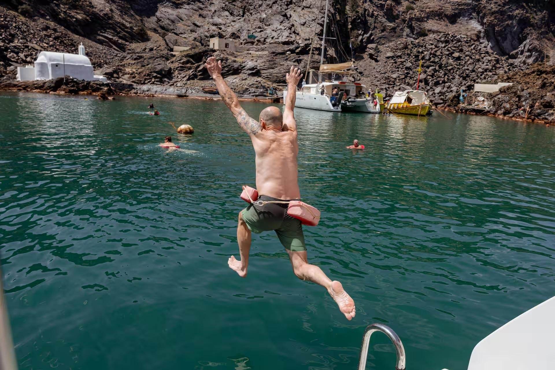 Santorini Luxury Catamaran Cruise with BBQ & Drinks