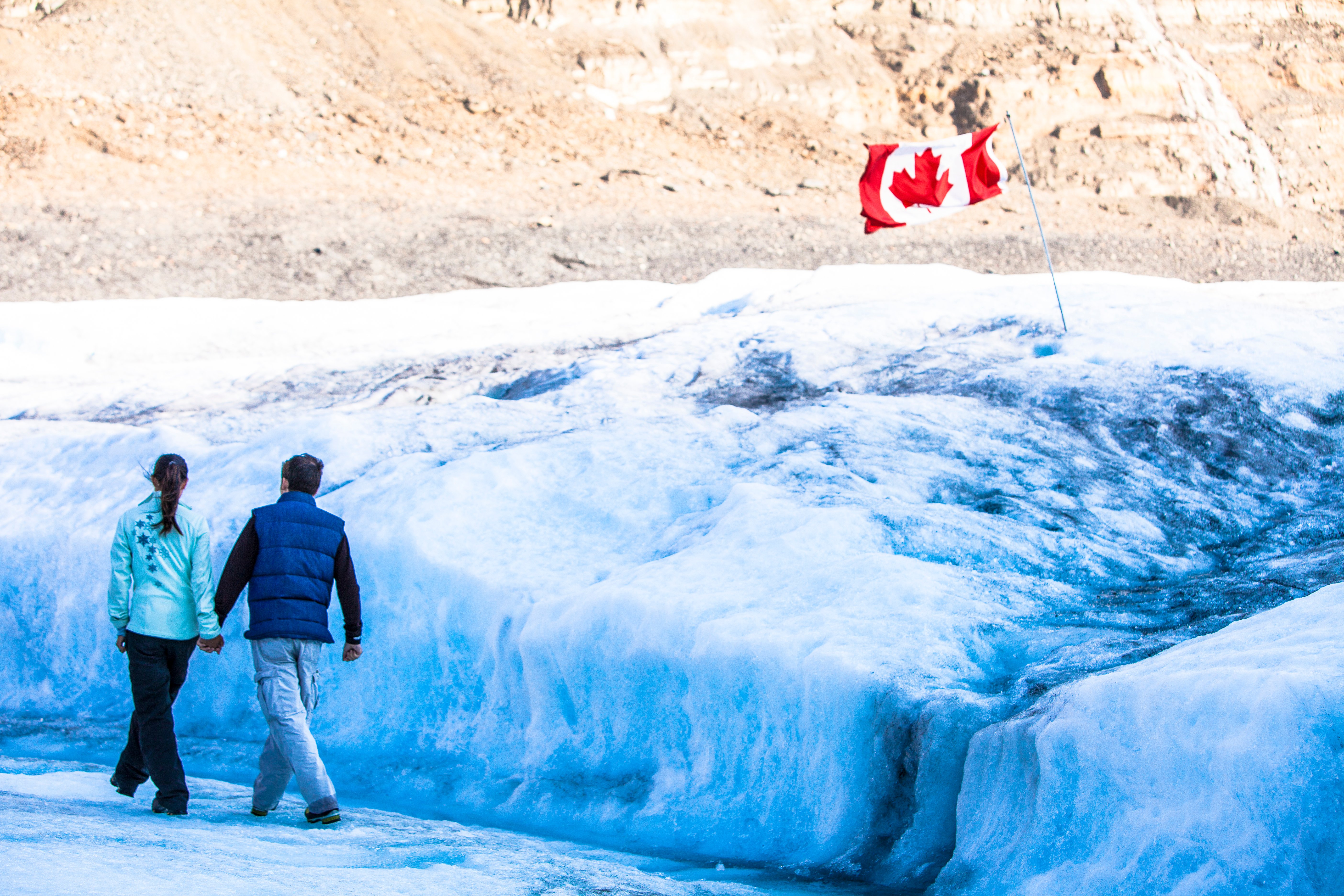 Athabasca Glacier and surrounding peaks of the Columbia Icefield in Jasper National Park, Alberta