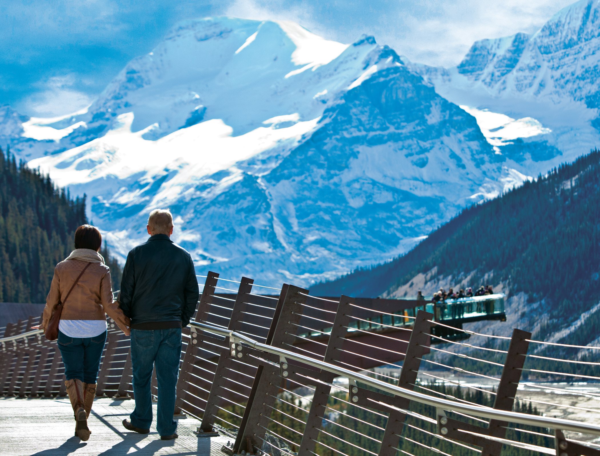 Columbia Icefield Skywalk horseshoe observation loop suspended over the valley on the Icefields Parkway