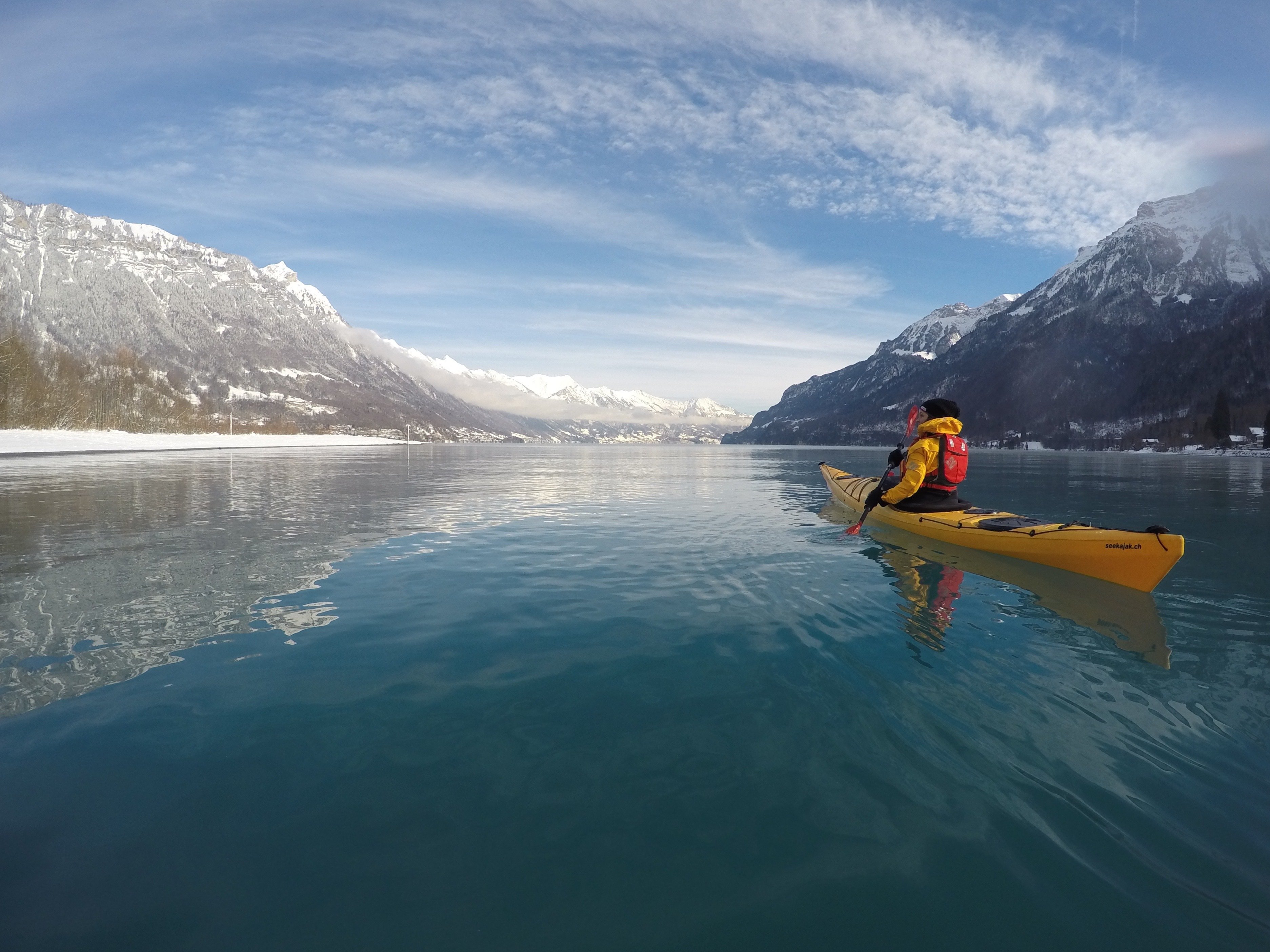 Small-Group Winter Kayaking on Lake Brienz