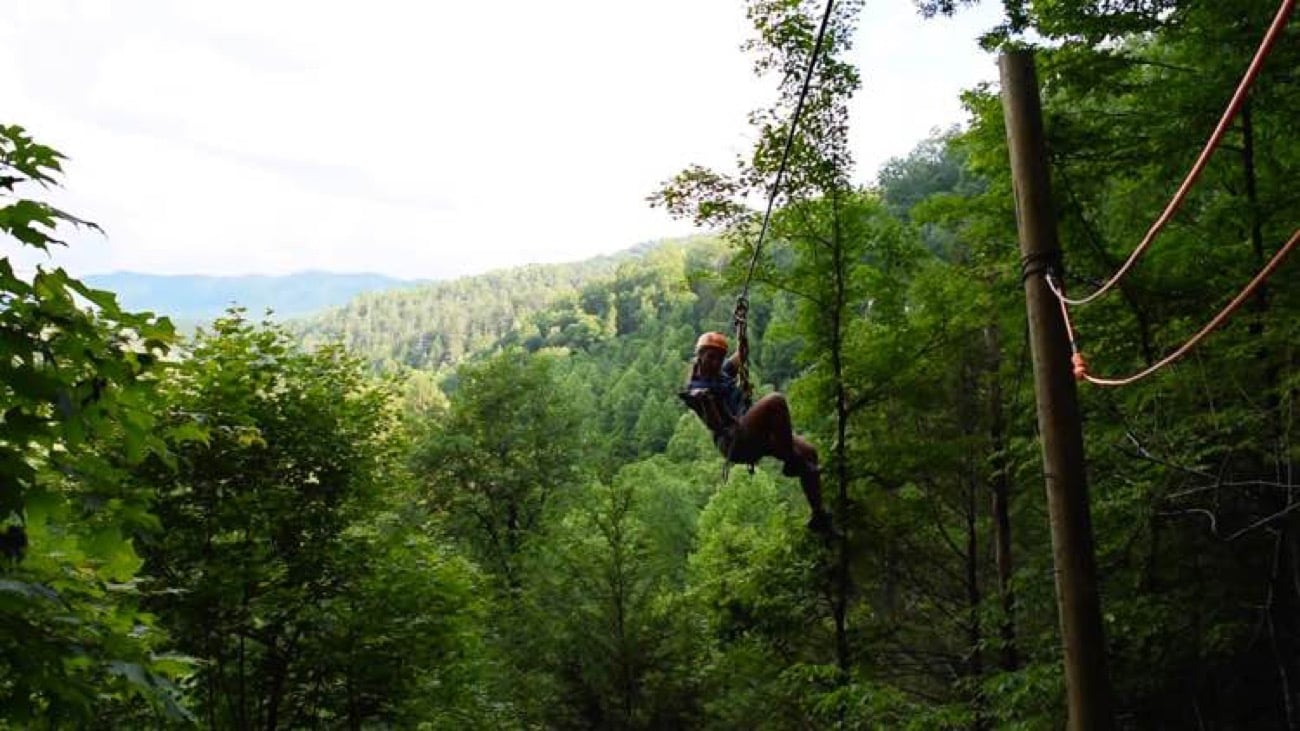 Sevierville extreme mountain zip line soaring above the Great Smoky Mountains