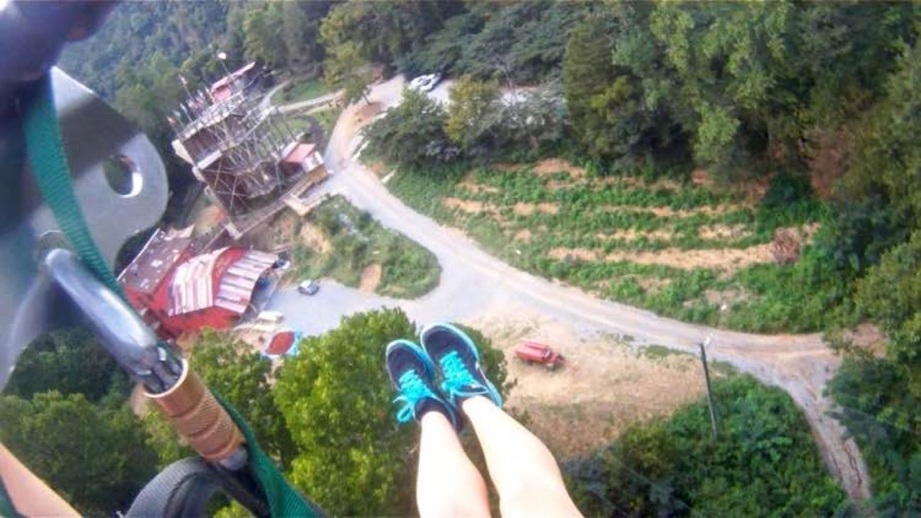 Smoky Mountains ridge views from an extreme Pigeon Forge zipline course