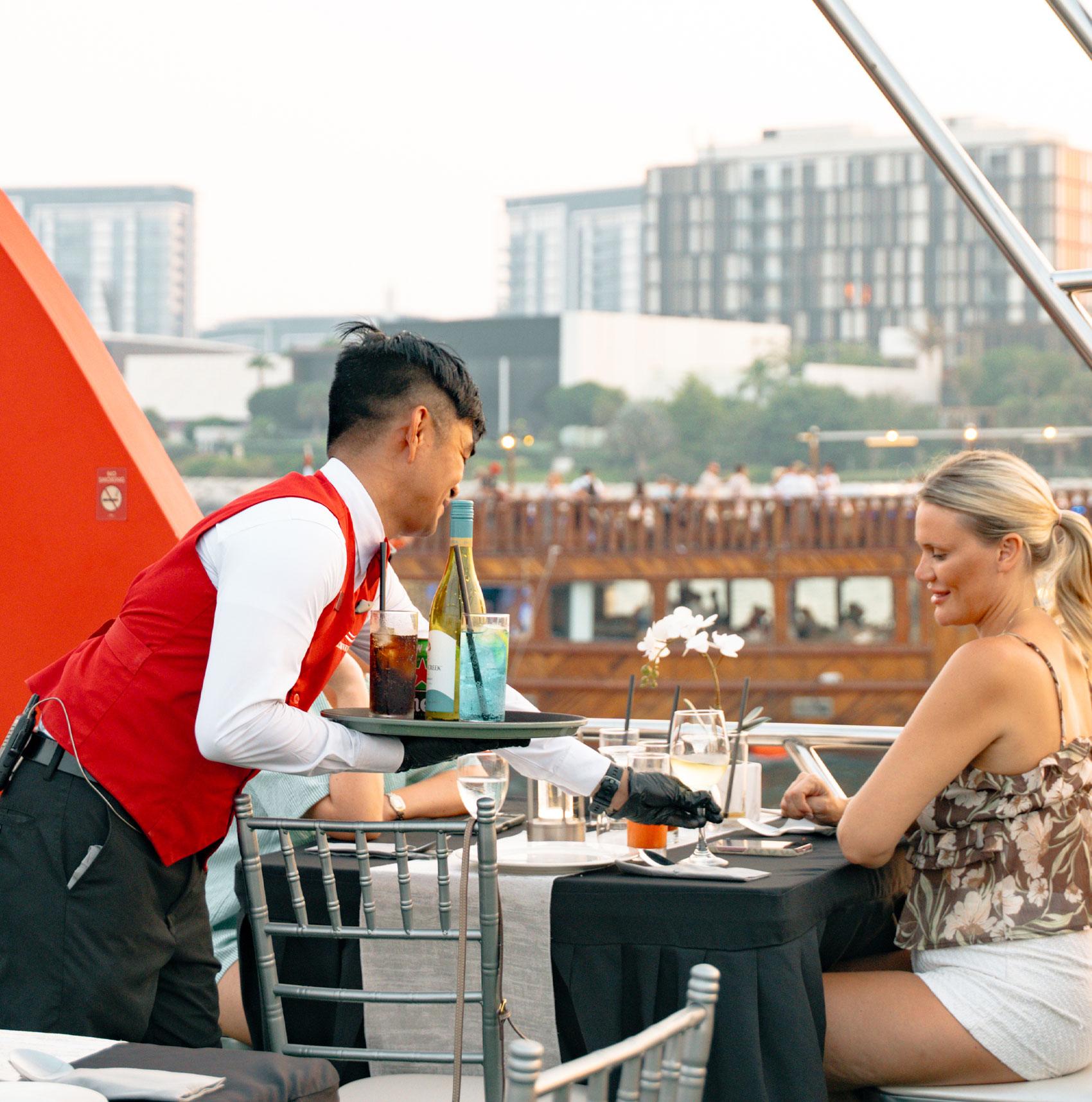 Dubai Marina Sunset & Dinner Cruise with Live Music & Open Bar