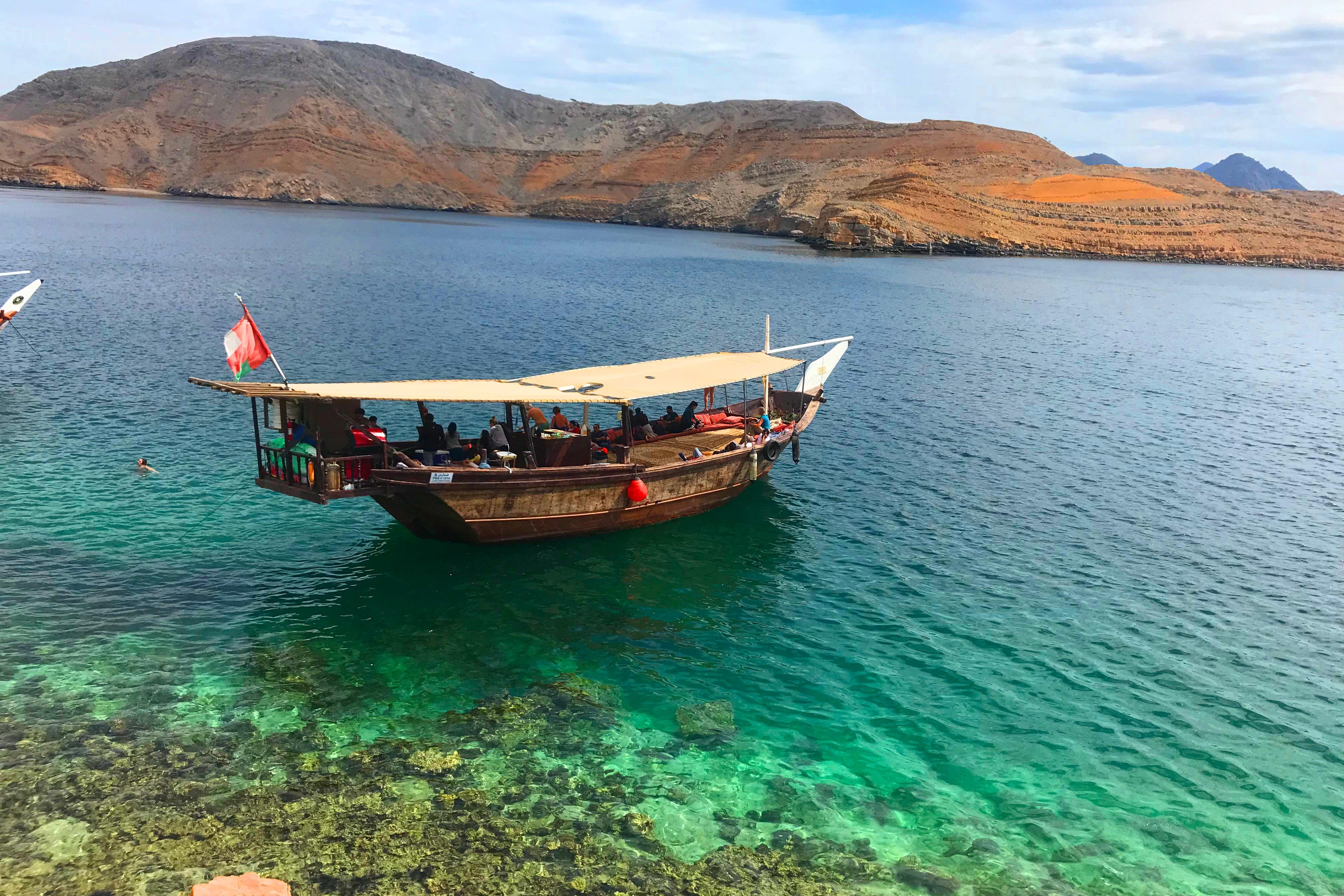 Khor Sham Fjord Dhow Cruise with Dolphin Watching & Snorkeling