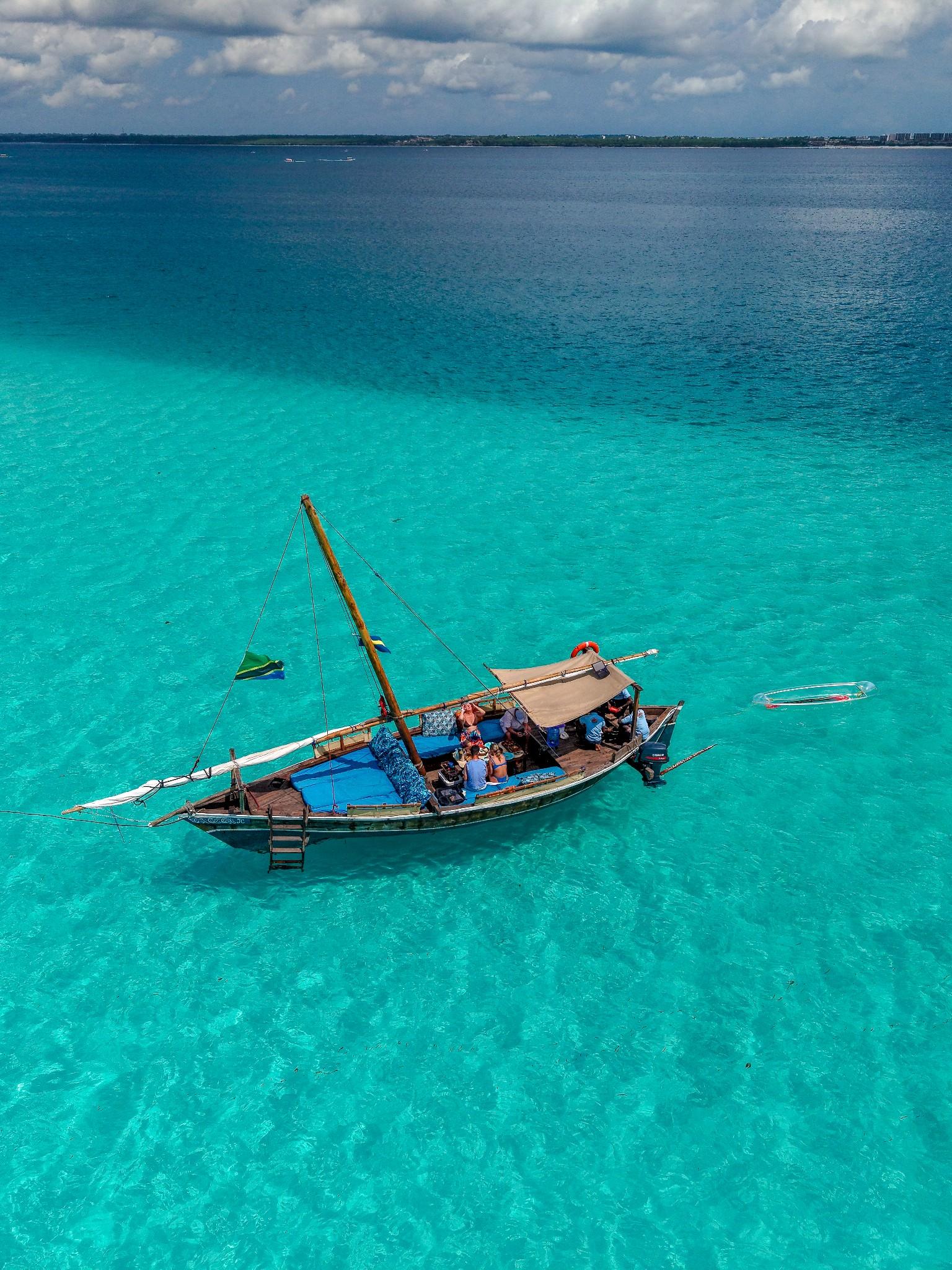 Mnemba Island Full-Day Dhow Sail: Dolphins, Snorkeling & BBQ