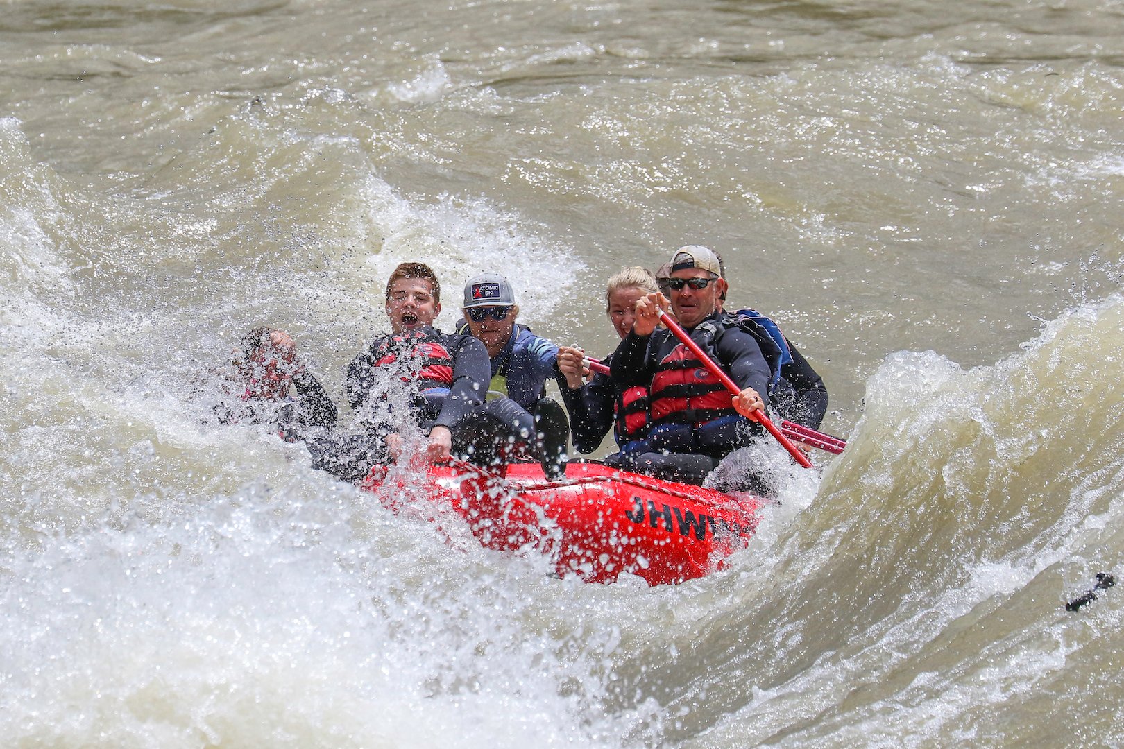 Snake River whitewater rafting wave train below Jackson Hole, Wyoming