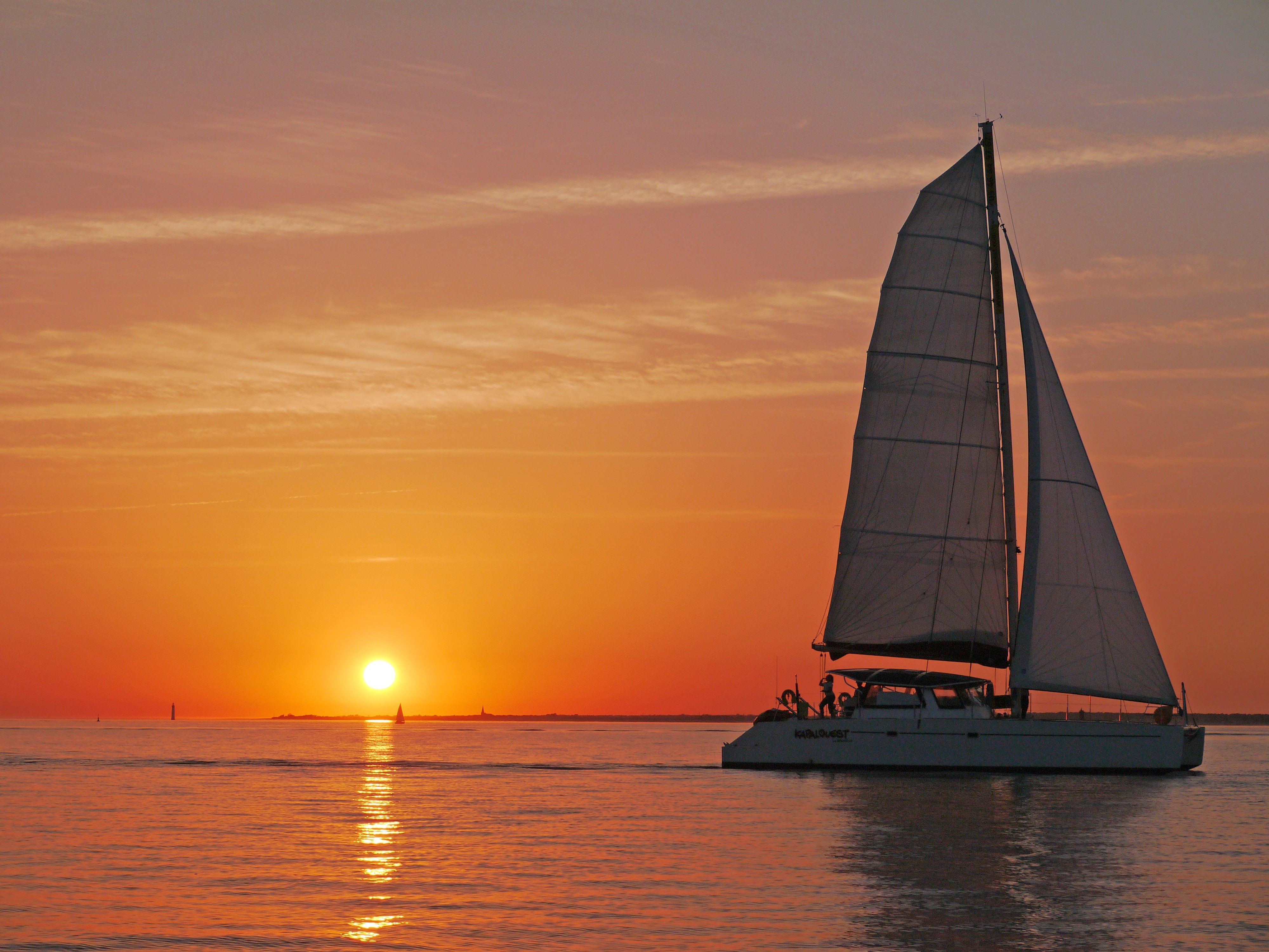 Sunset Sailing on a Maxi-Catamaran