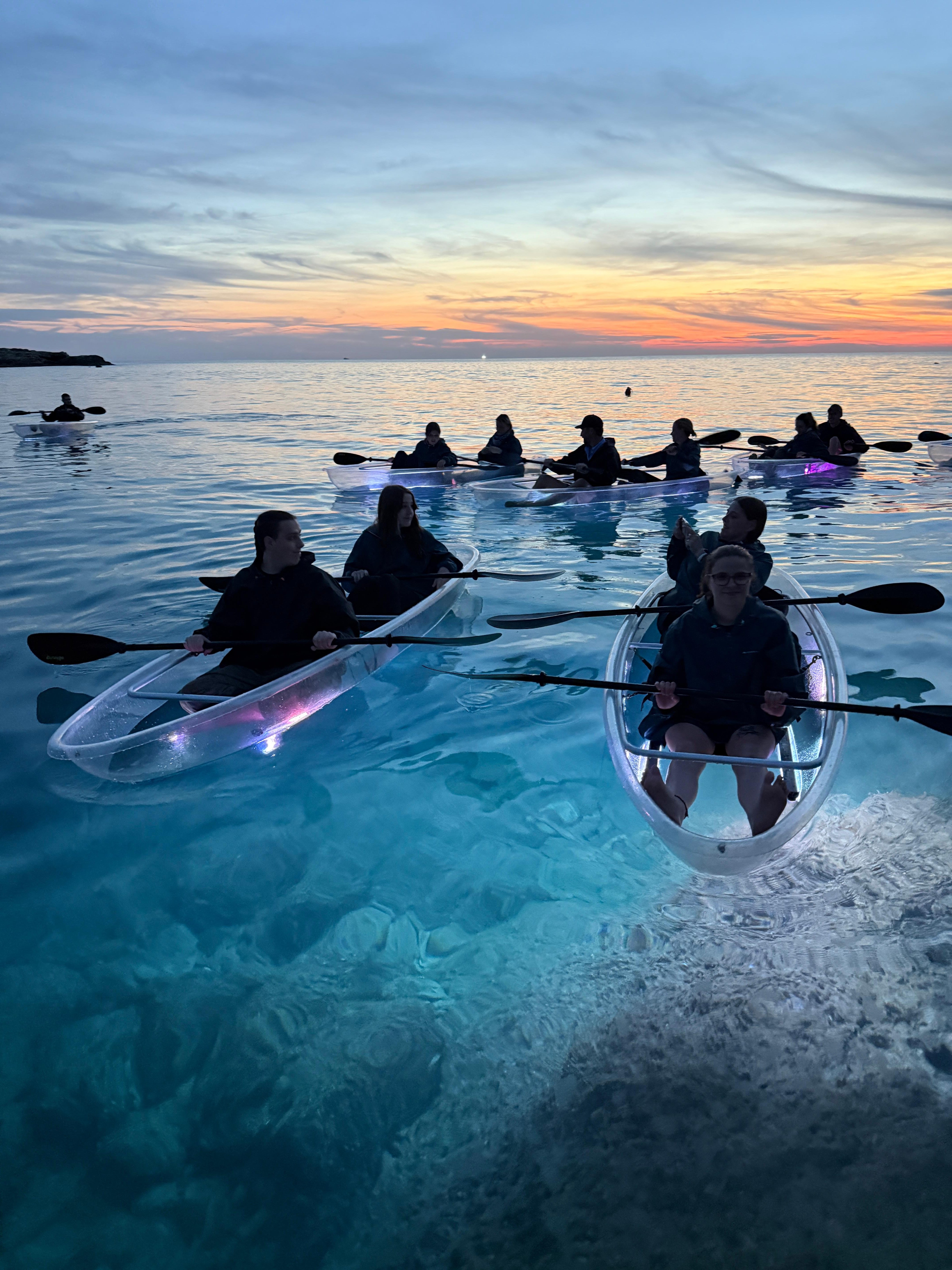 Pula: Transparent Kayak Sunset & Night Glow Tour