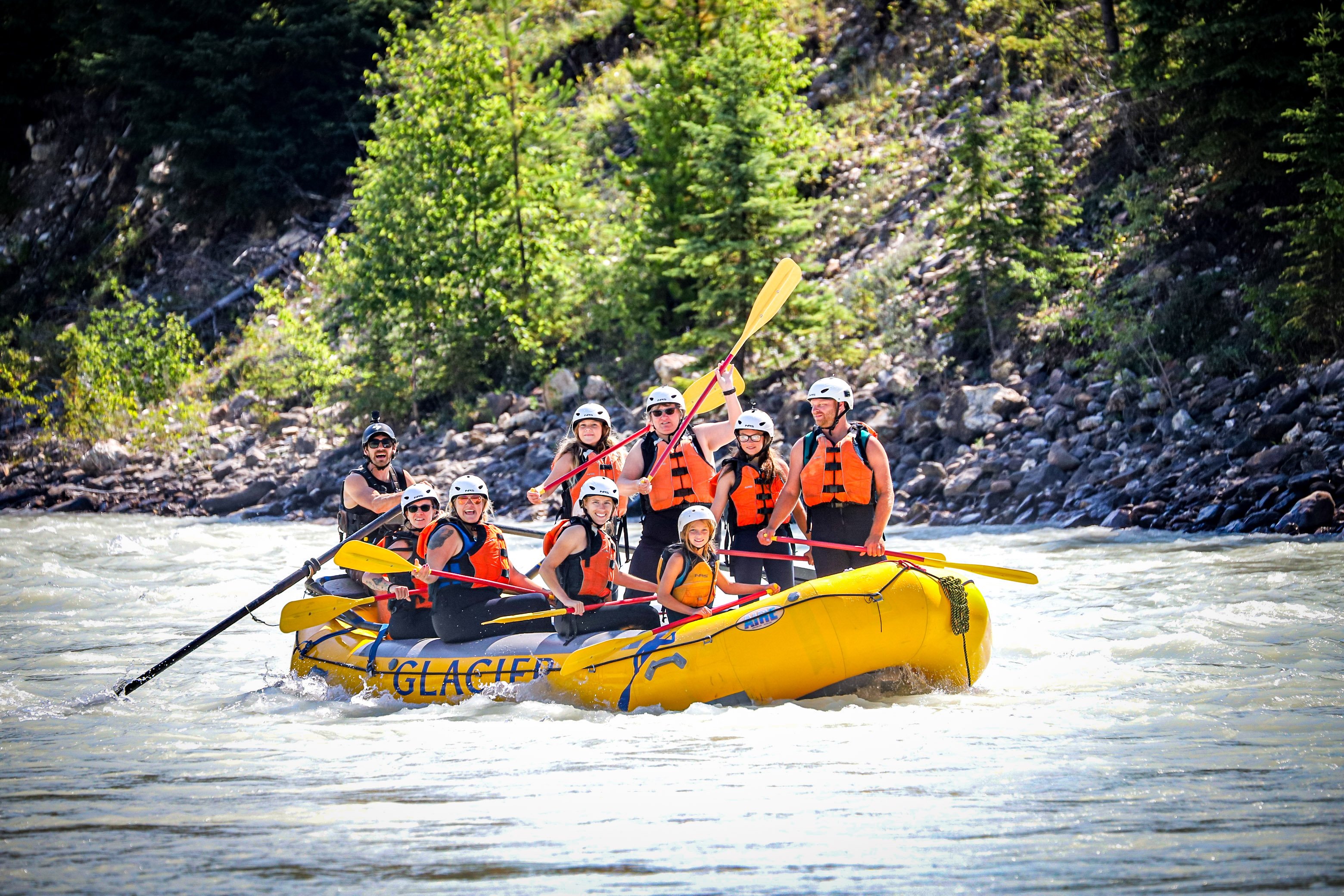 Kicking Horse River family rafting with lunch near Golden, BC