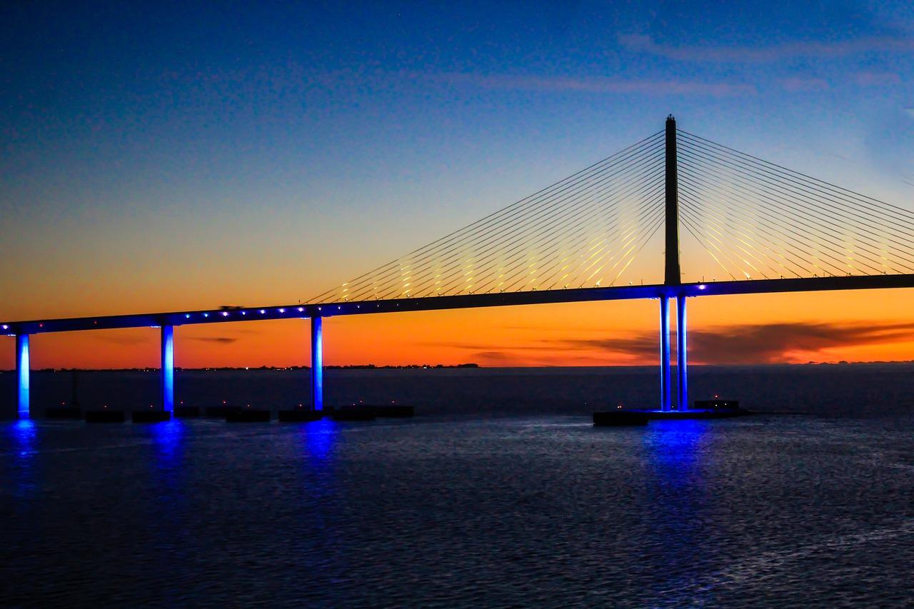 Sunset Cruise with Illuminated Skyway Bridge View