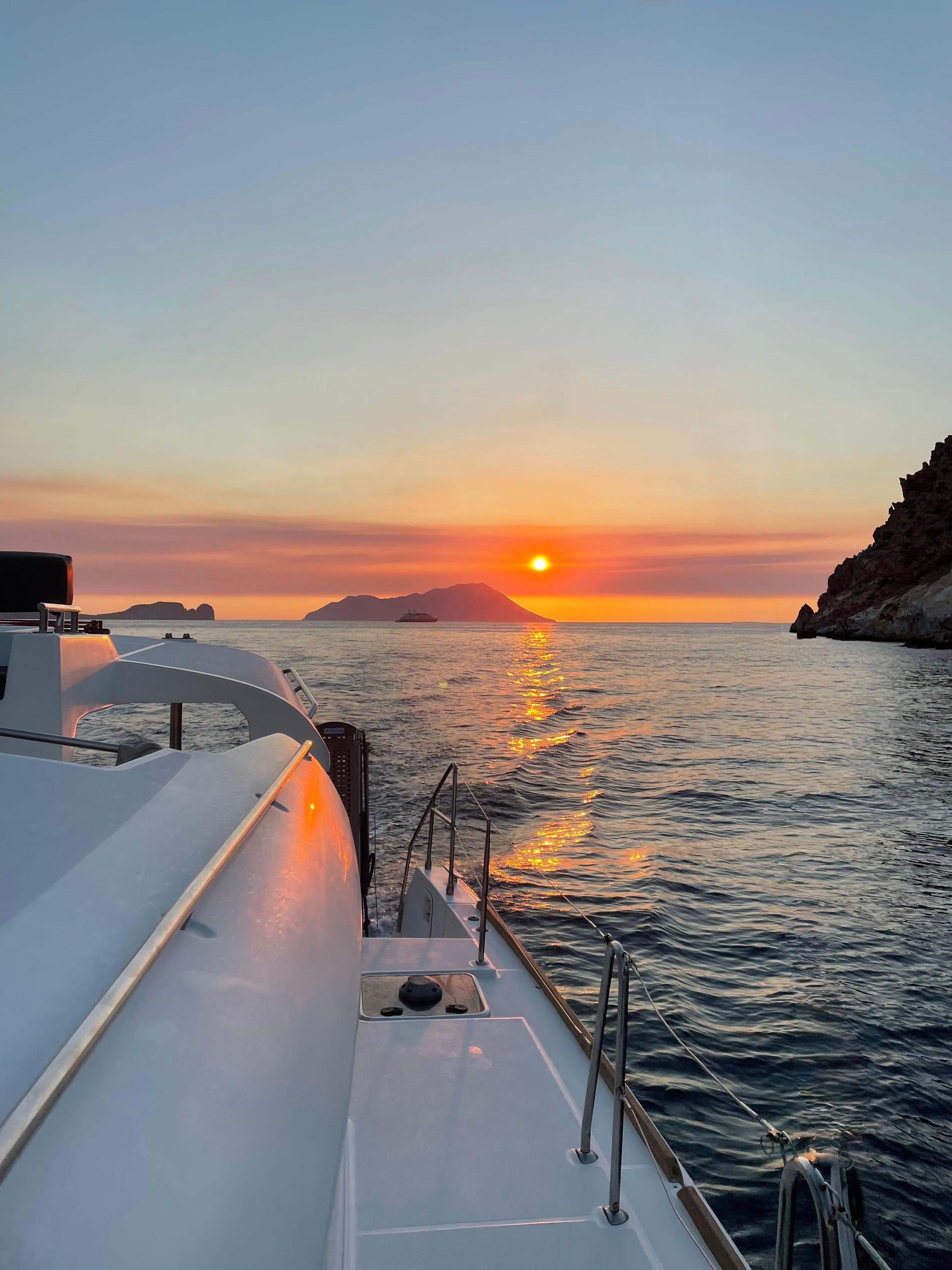 Milos Sunset Catamaran Cruise with Kleftiko Sea Caves