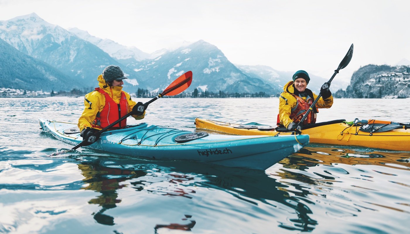 Small-Group Winter Kayaking on Lake Brienz