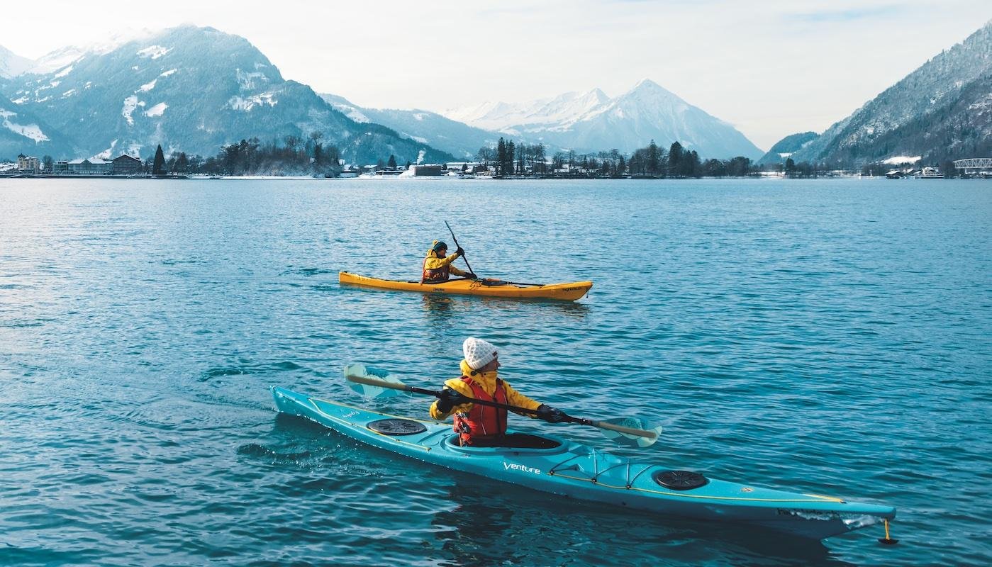 Small-Group Winter Kayaking on Lake Brienz