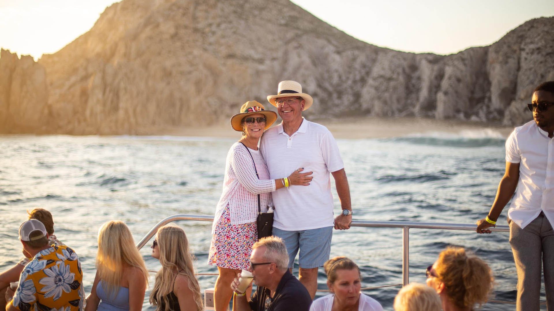 Cabo San Lucas Sunset Catamaran Cruise with Open Bar & Appetizers