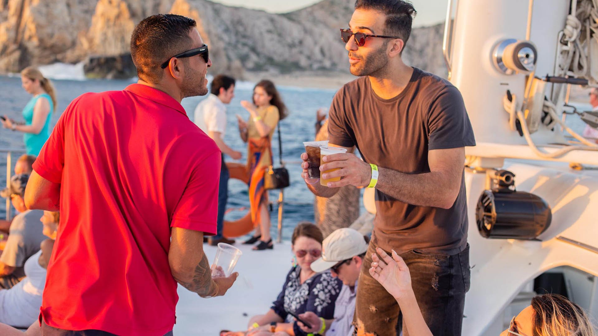 Cabo San Lucas Sunset Catamaran Cruise with Open Bar & Appetizers