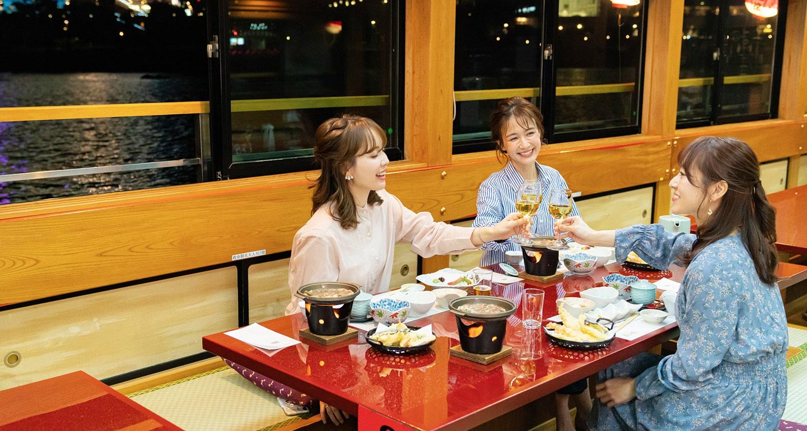 Sumida River Yakatabune Traditional Dinner Cruise