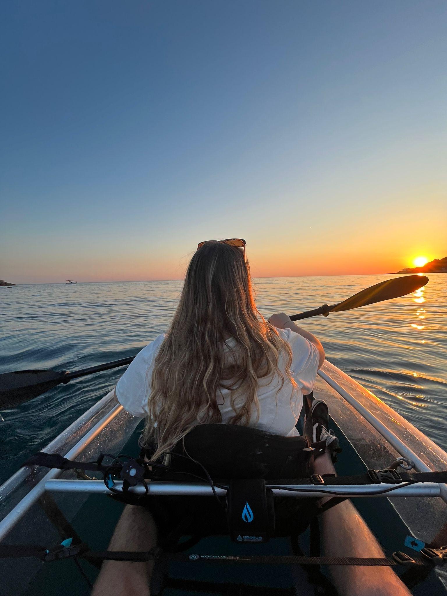 Pula: Transparent Kayak Sunset & Night Glow Tour