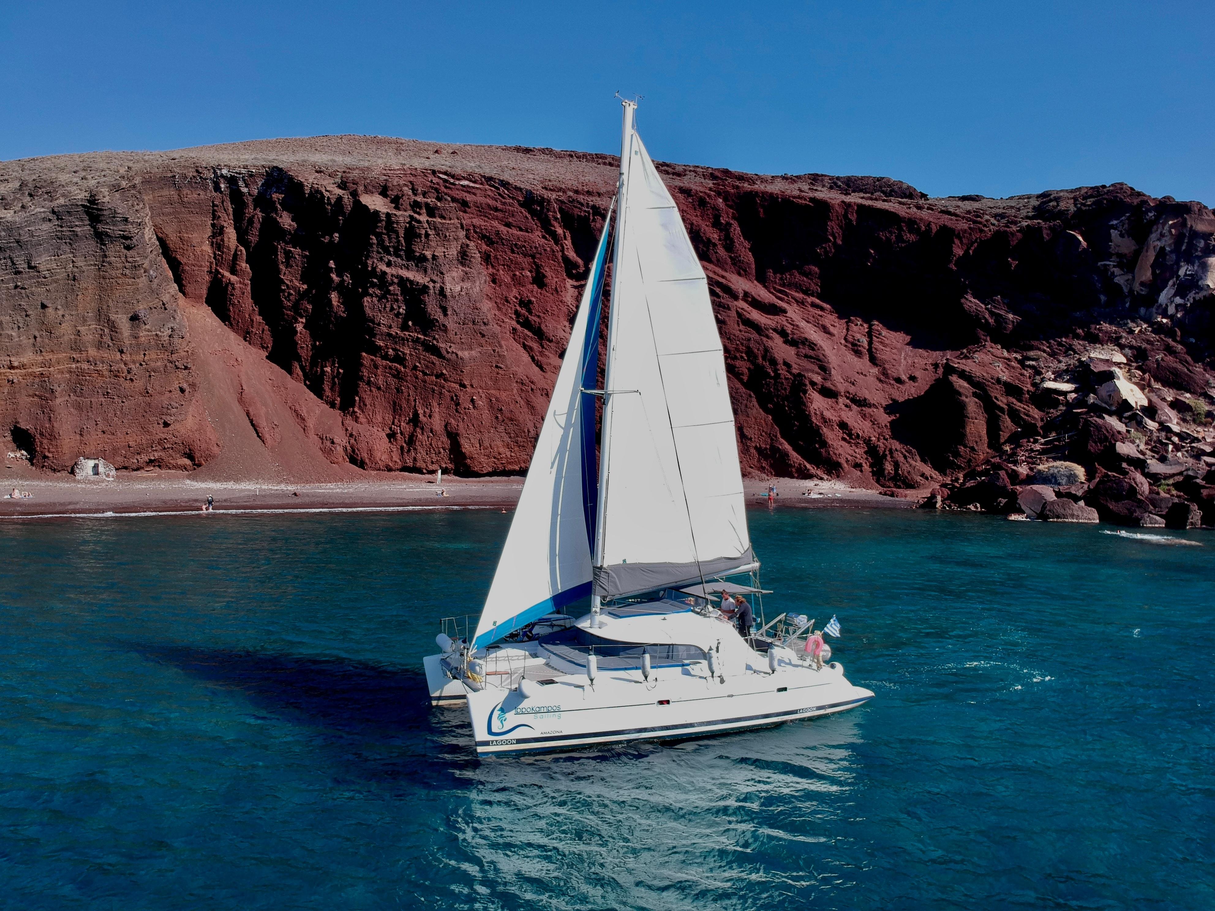 Santorini Volcanic Caldera Catamaran Cruise with BBQ & Drinks