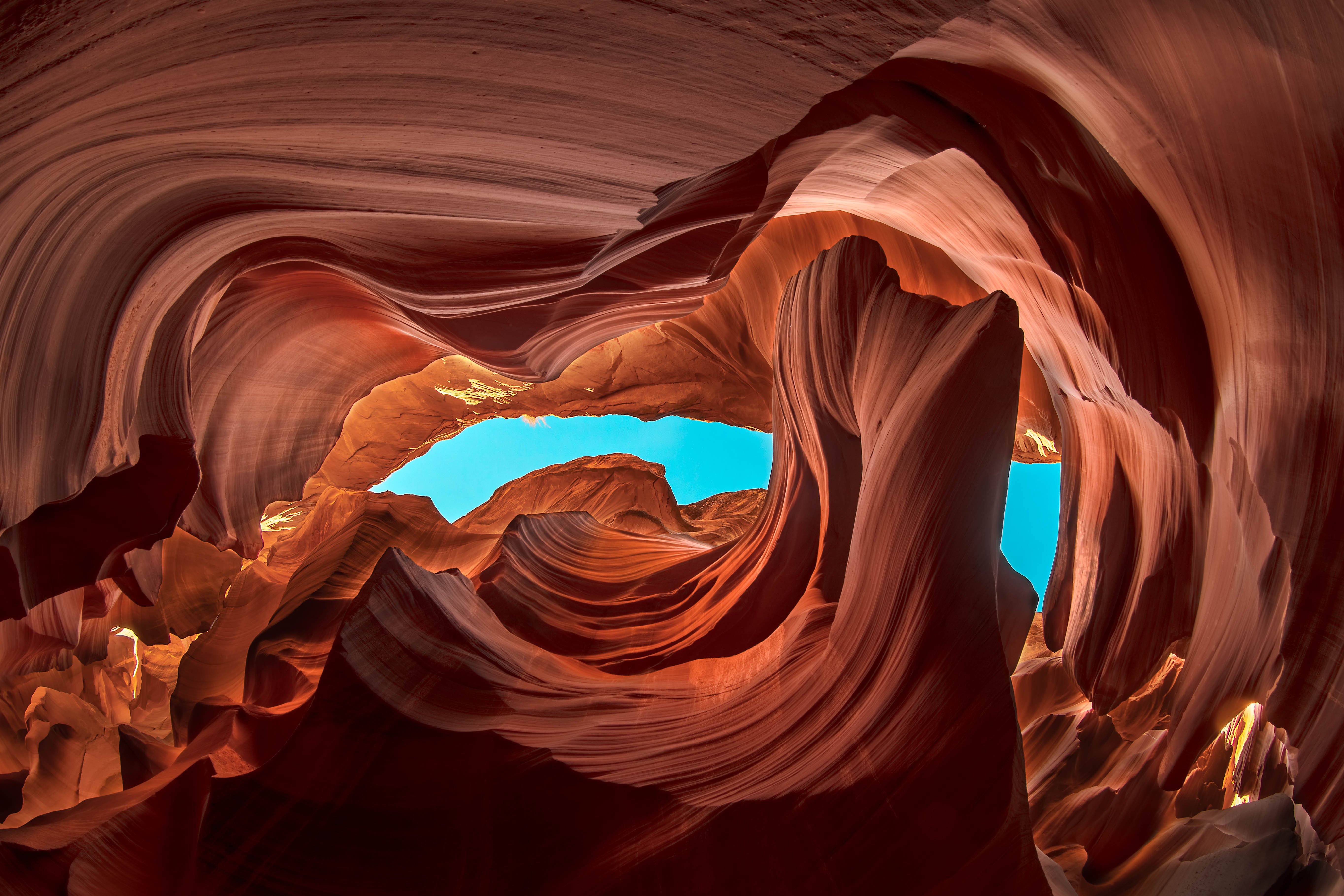 Corkscrew sandstone passages of Lower Antelope Canyon near Page, Arizona